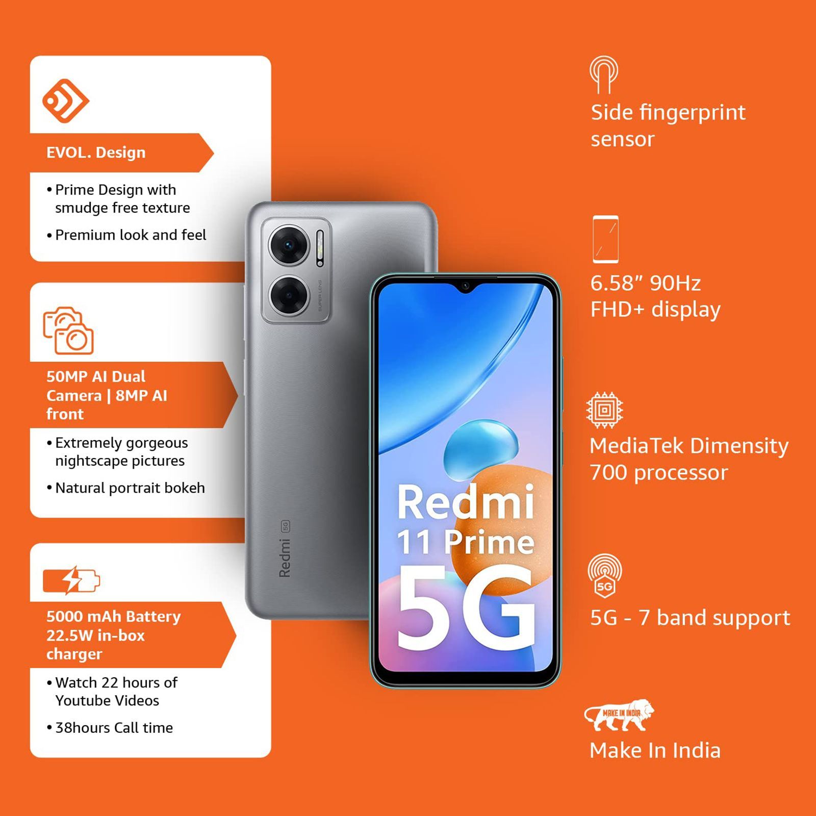 Redmi 11 Prime 5G (6GB RAM, 128GB, Chrome Silver)_9