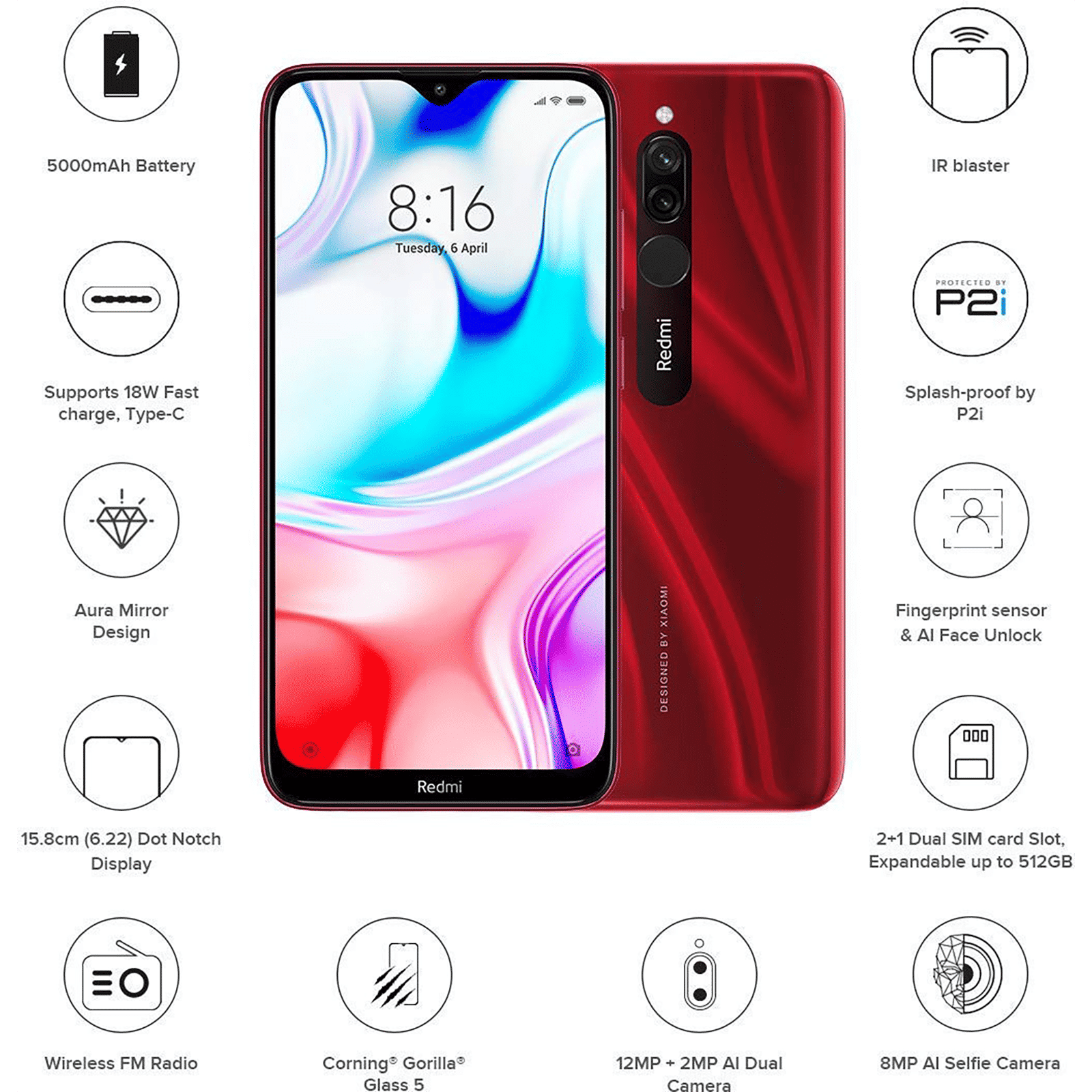 Refurbished Redmi 8 (4GB RAM, 64GB ROM, Ruby Red)_8