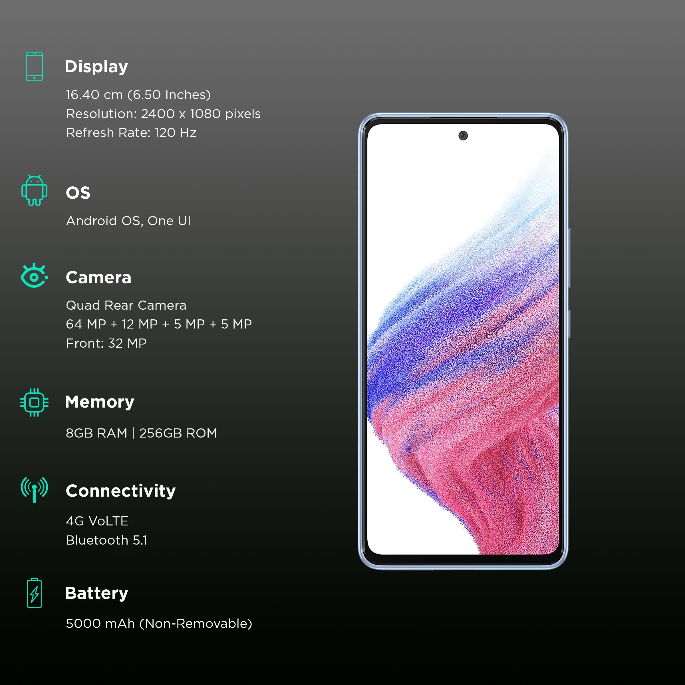 SAMSUNG Galaxy A53 5G (8GB RAM, 256GB, Awesome Blue)_3