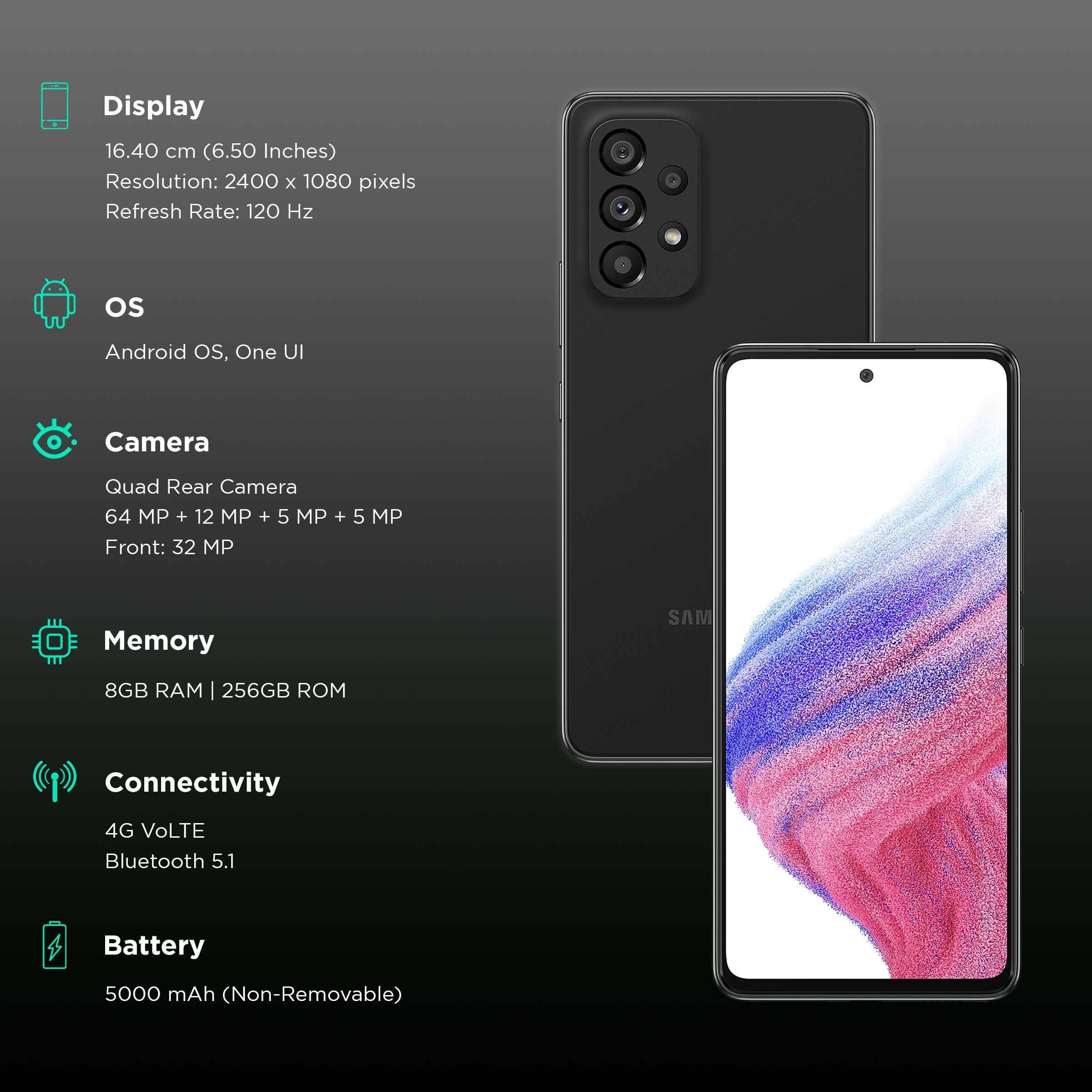 SAMSUNG Galaxy A53 5G (8GB RAM, 256GB, Awesome Black)_3