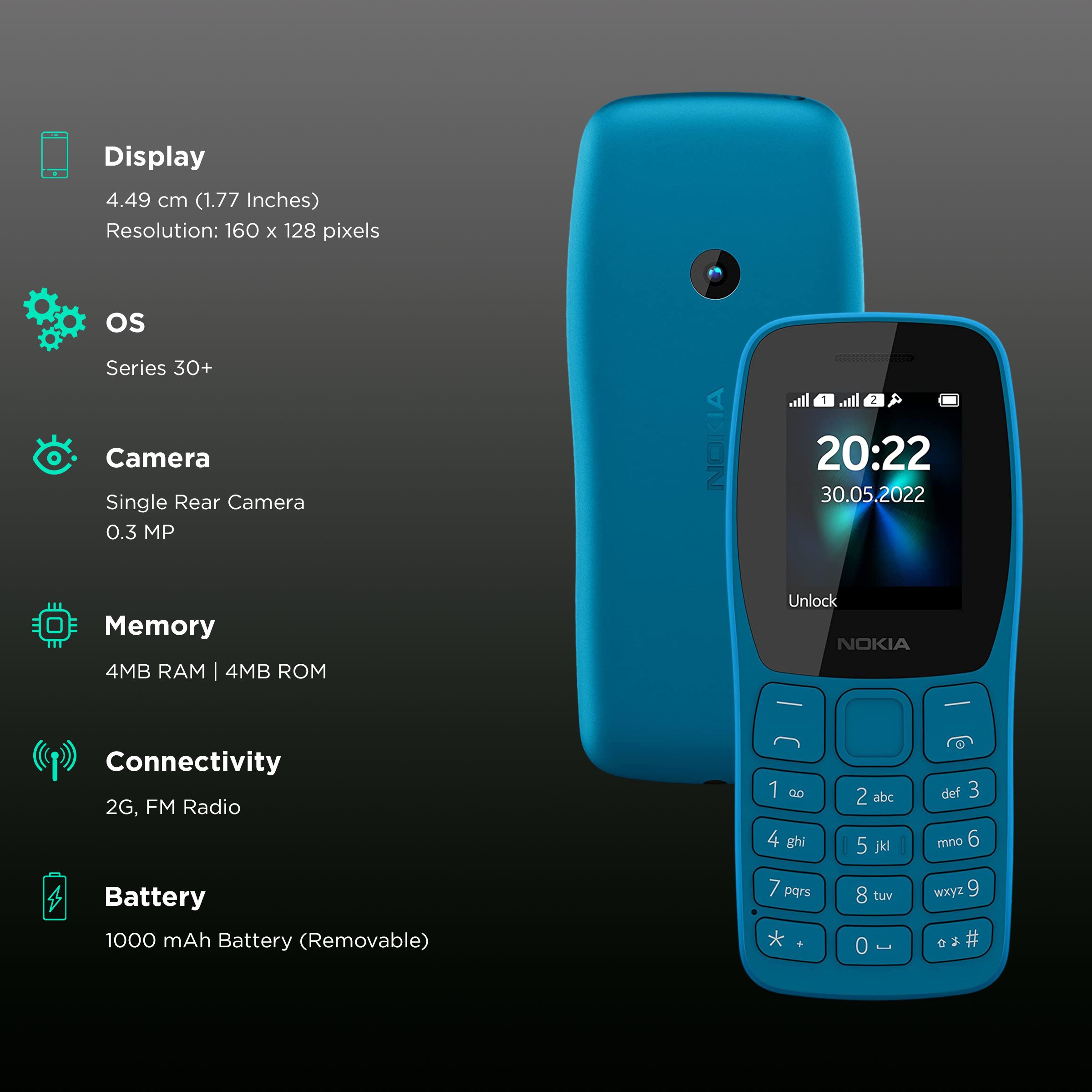 NOKIA 110 (4MB, Dual SIM, Rear Camera, Cyan)_3