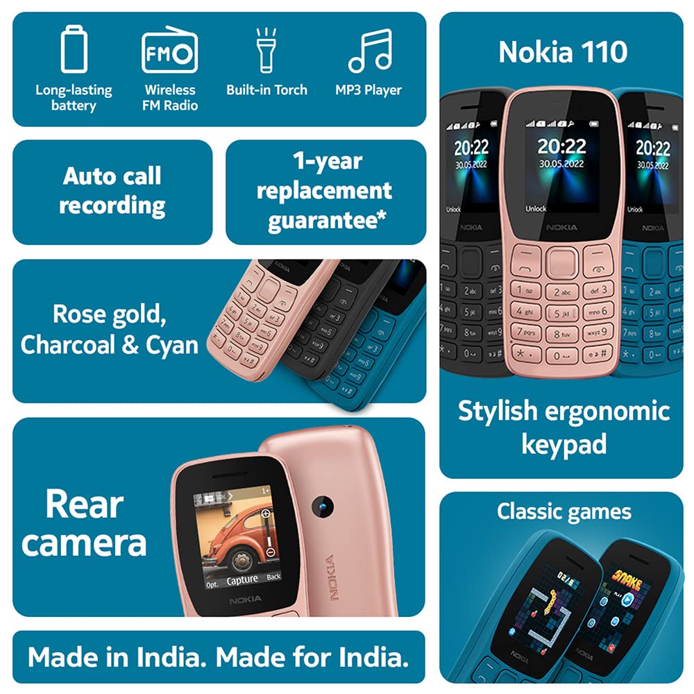 NOKIA 110 (4MB, Dual SIM, Rear Camera, Rose Gold)_9