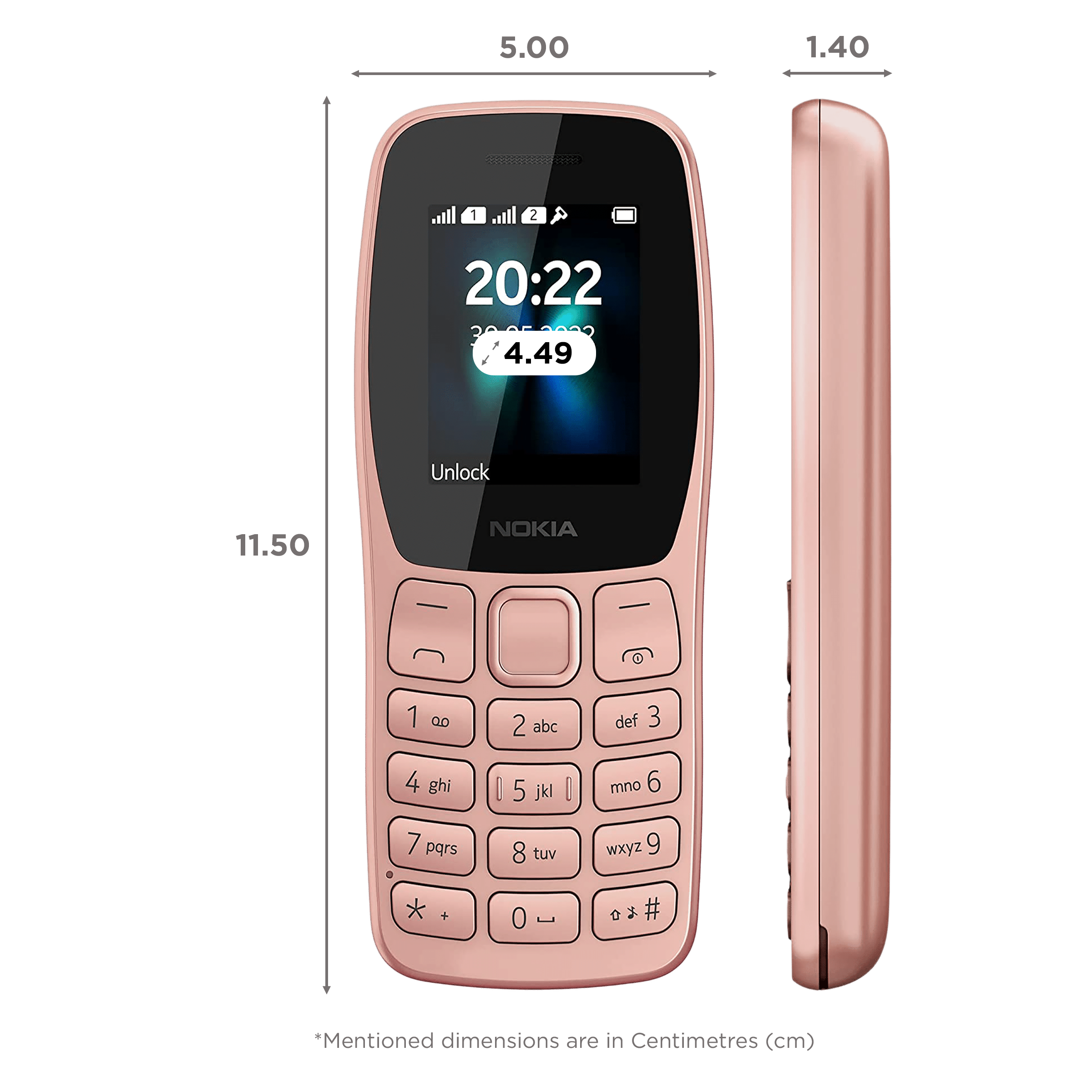 NOKIA 110 (4MB, Dual SIM, Rear Camera, Rose Gold)_2
