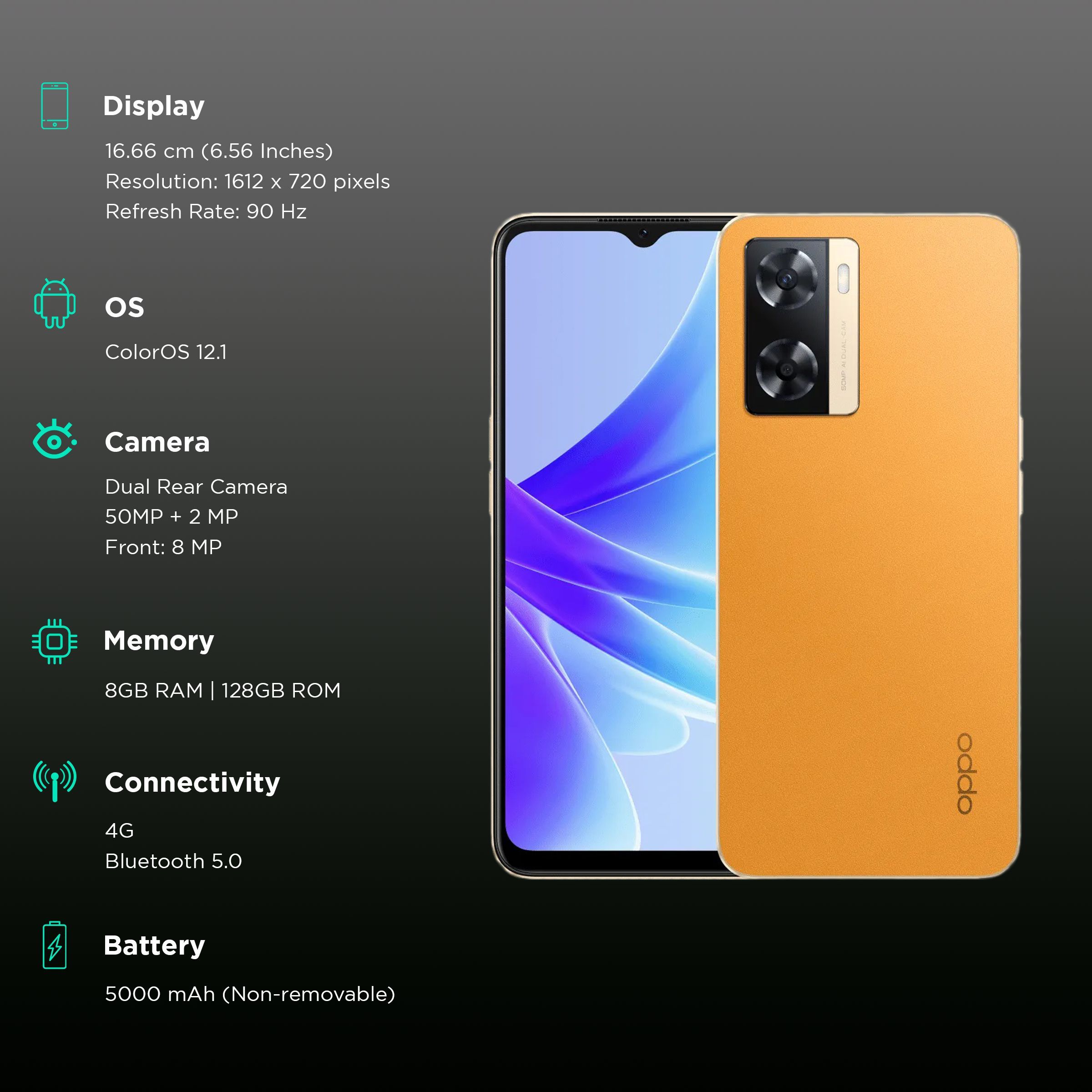 oppo A77s (8GB RAM, 128GB, Sunset Orange) oppo A77s (8GB RAM, 128GB, Sunset Orange)_3