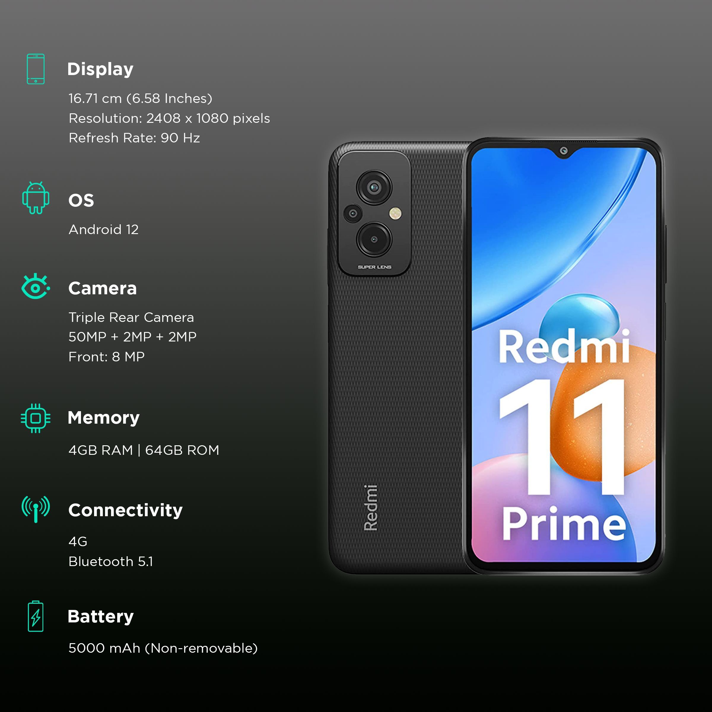 Redmi 11 Prime (4GB RAM, 64GB, Flashy Black)_3