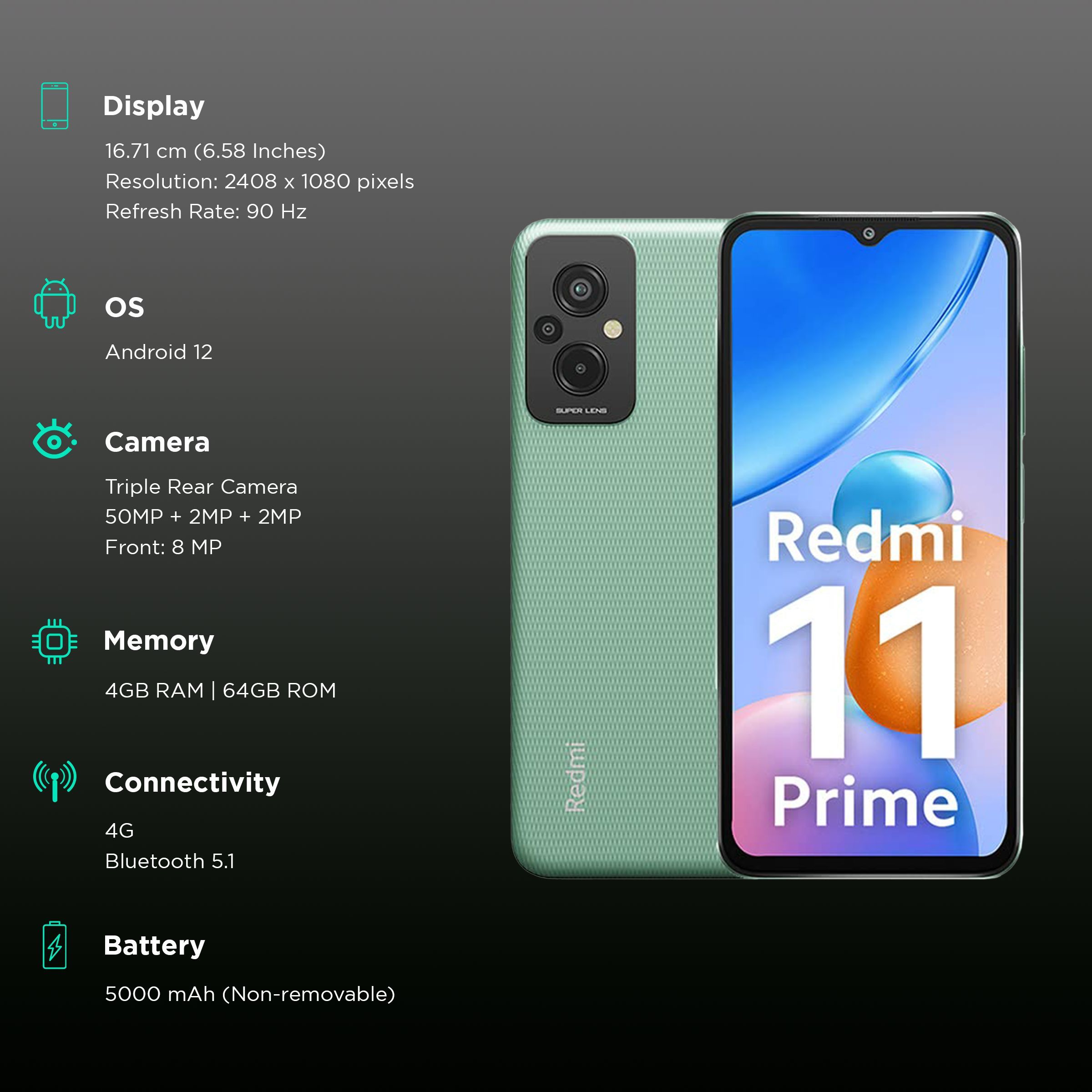 Redmi 11 Prime (4GB RAM, 64GB, Playful Green) Redmi 11 Prime (4GB RAM, 64GB, Playful Green)_3