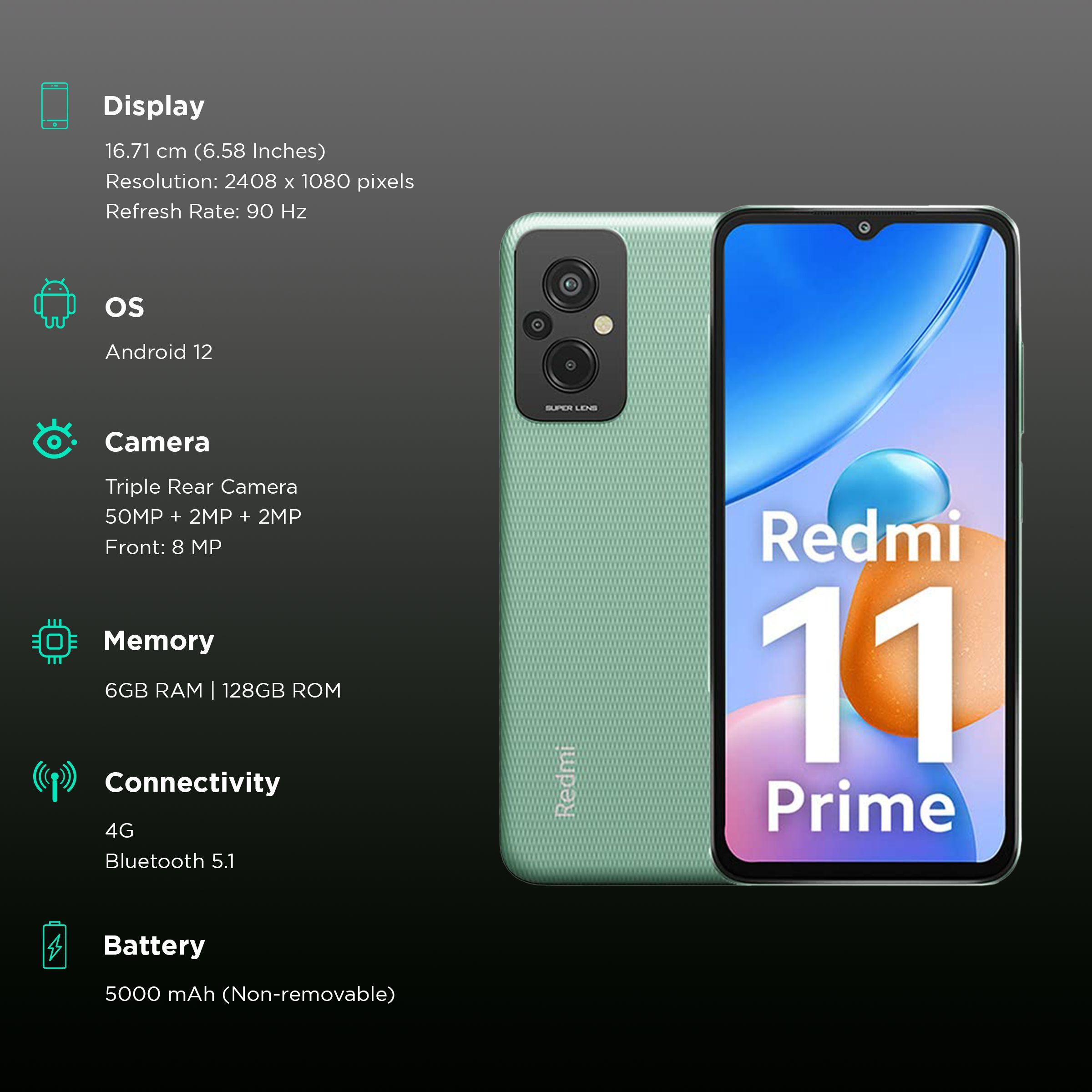Redmi 11 Prime (6GB RAM, 128GB, Playful Green) Redmi 11 Prime (6GB RAM, 128GB, Playful Green)_3
