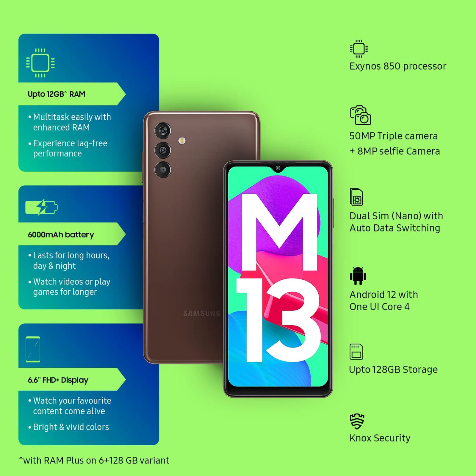 SAMSUNG Galaxy M13 5G (6GB RAM, 128GB, Stardust Brown)_12