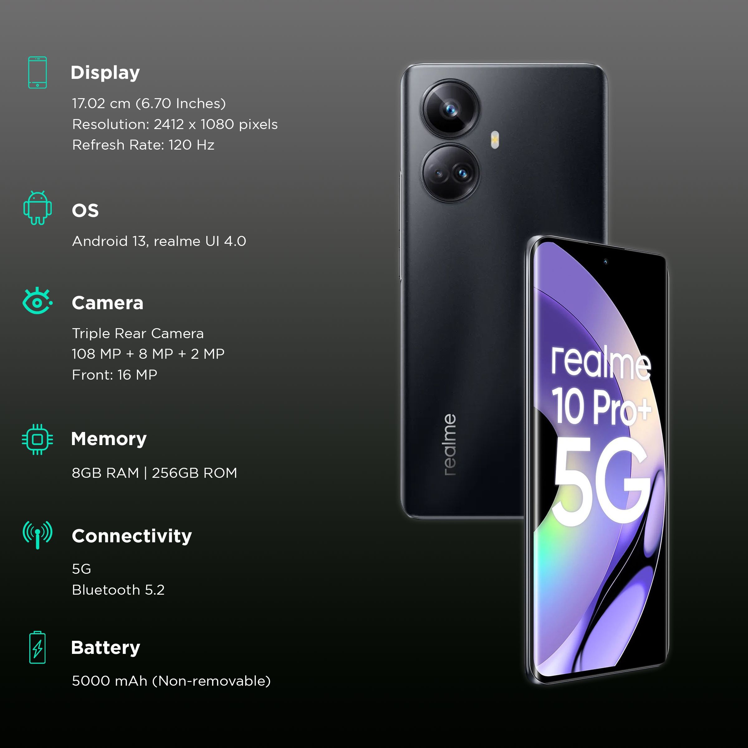 realme 10 Pro+ 5G (8GB RAM, 256GB, Dark Matter)_3