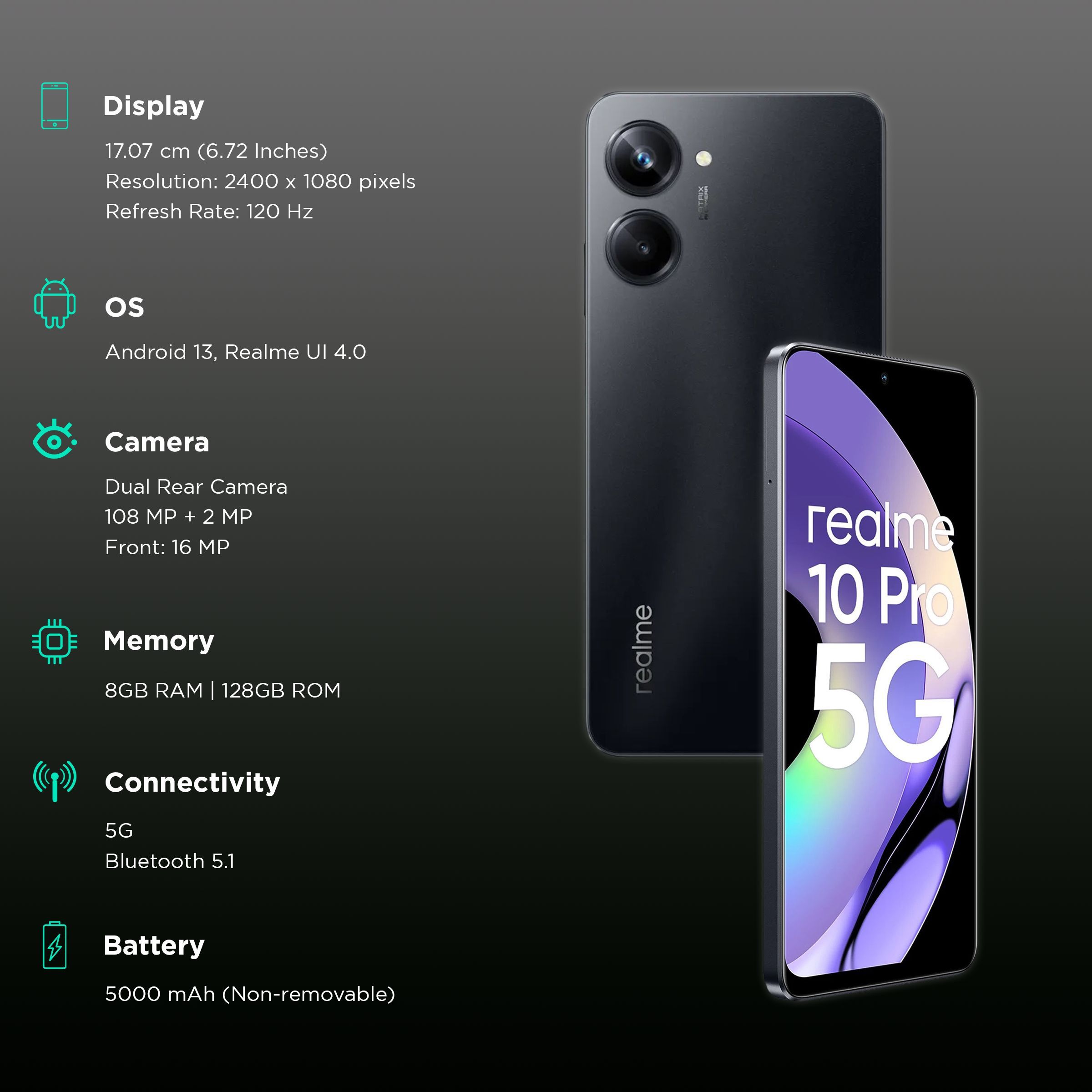 realme 10 Pro 5G (8GB RAM, 128GB, Dark Matter)_3