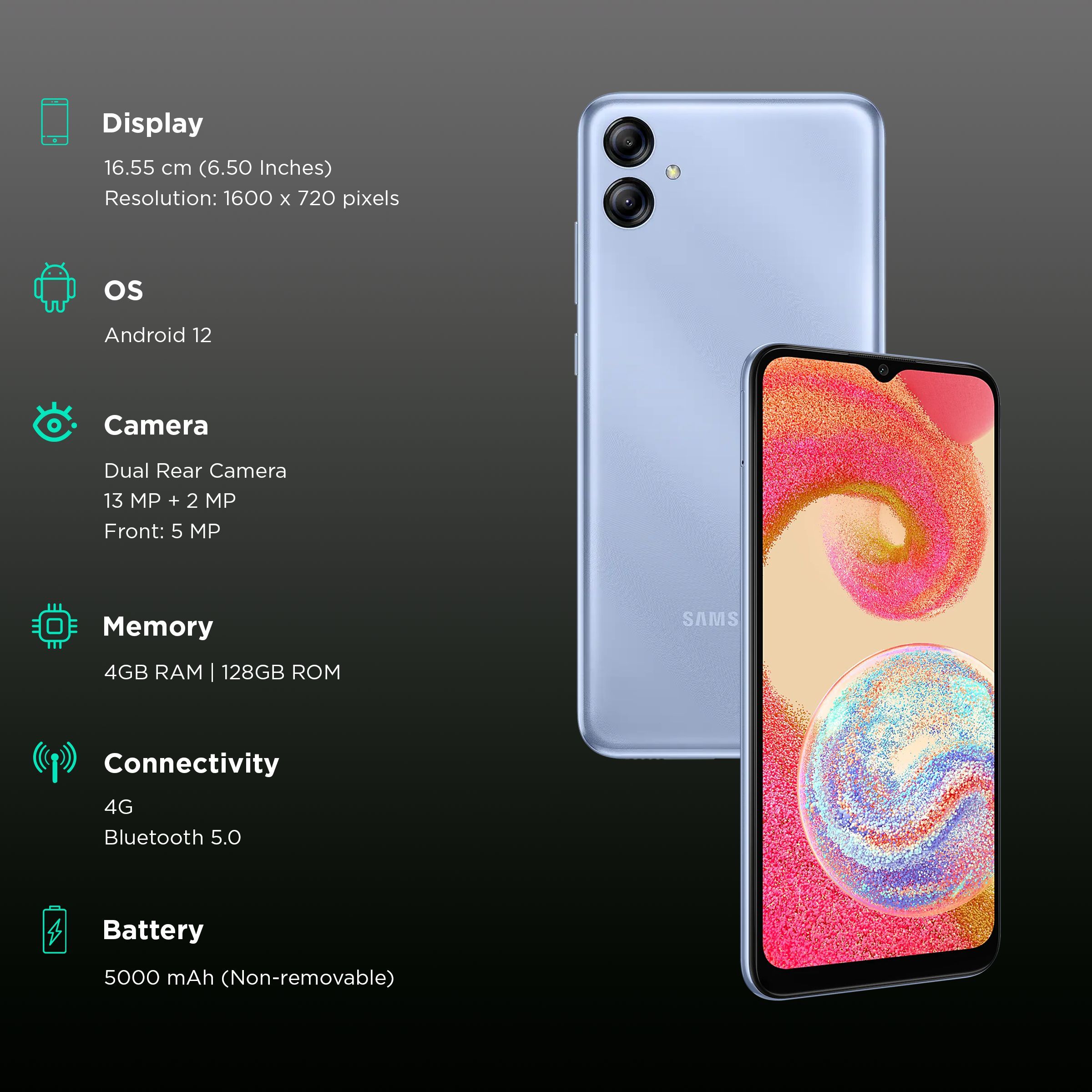 SAMSUNG Galaxy A04e (4GB RAM, 128GB, Light Blue)_3