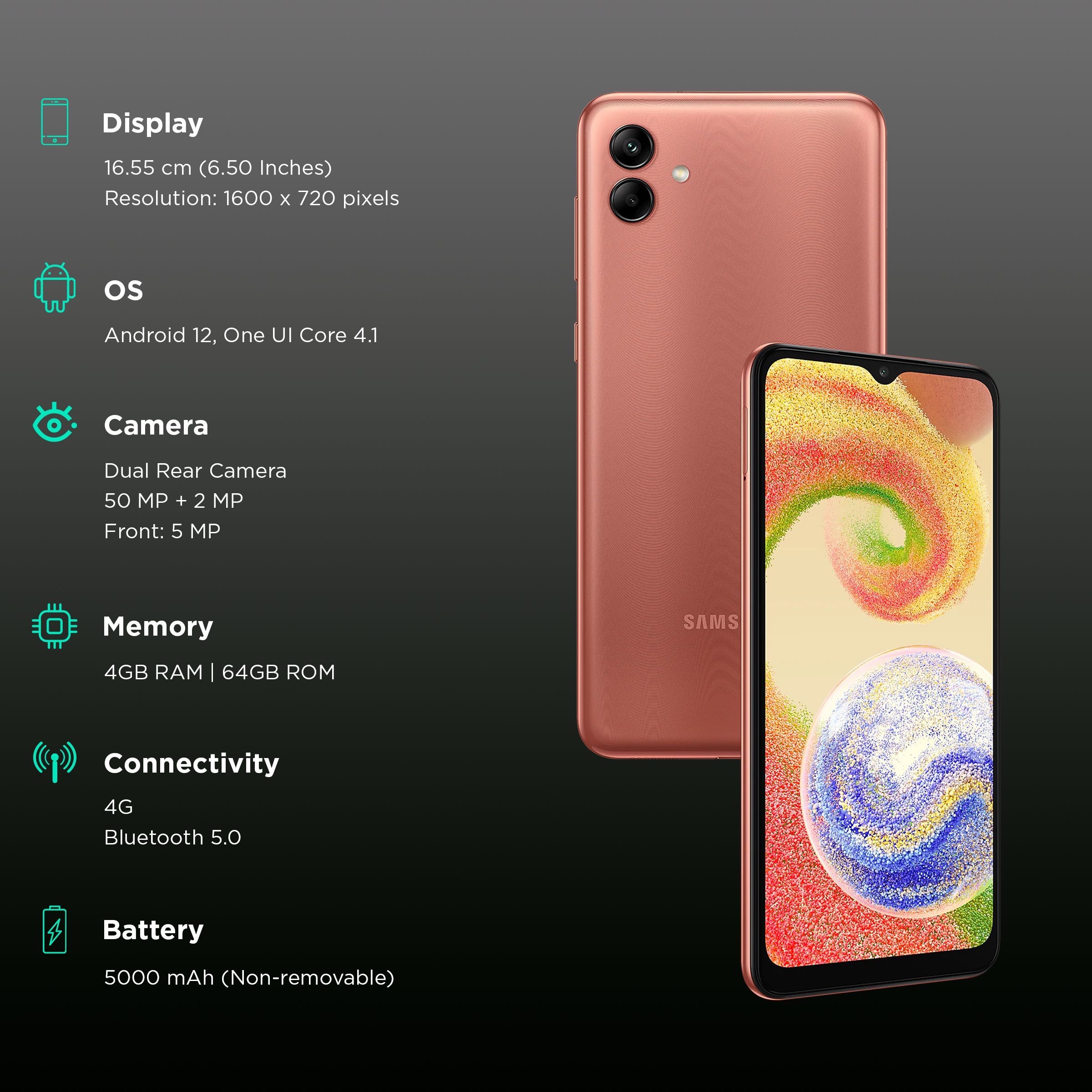SAMSUNG Galaxy A04 (4GB RAM, 64GB, Copper) SAMSUNG Galaxy A04 (4GB RAM, 64GB, Copper)_3