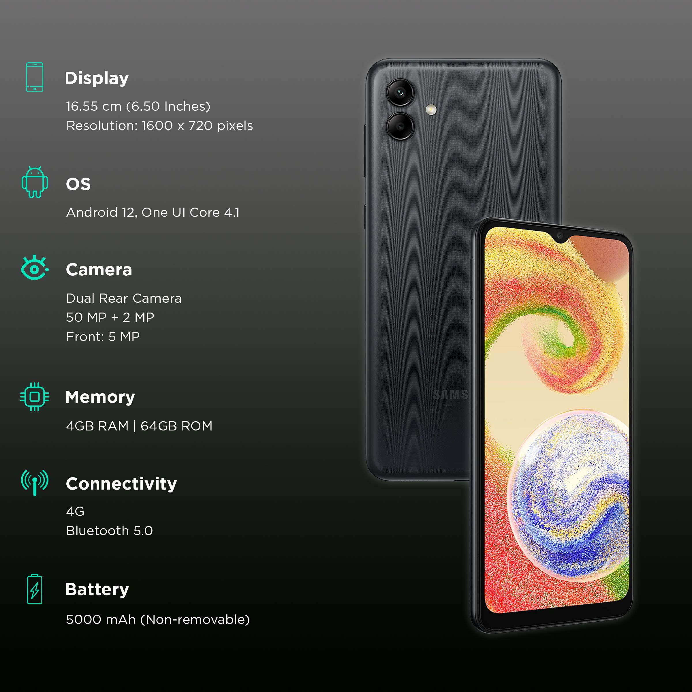 SAMSUNG Galaxy A04 (4GB RAM, 64GB, Black) SAMSUNG Galaxy A04 (4GB RAM, 64GB, Black)_3