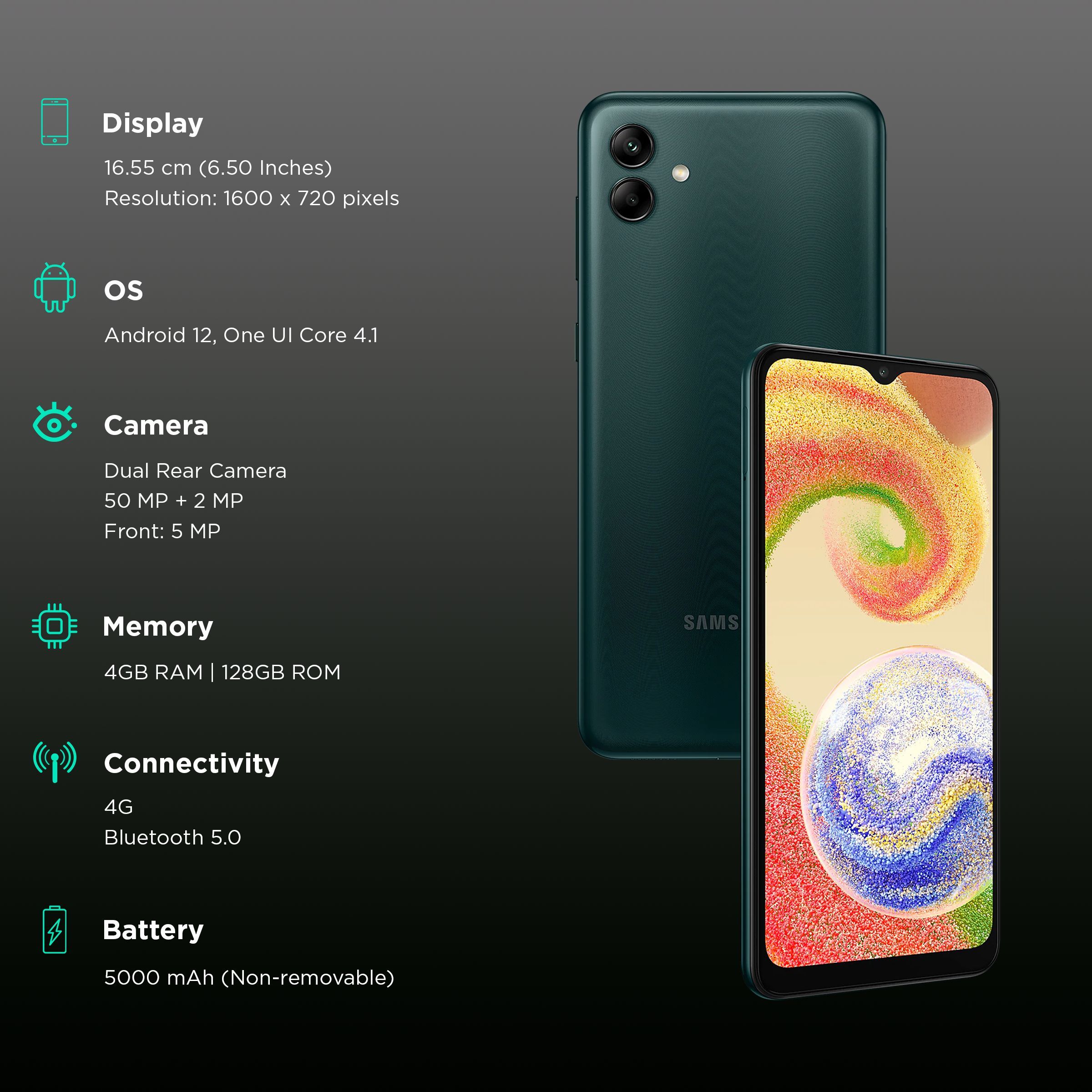SAMSUNG Galaxy A04 (4GB RAM, 128GB, Green)_3