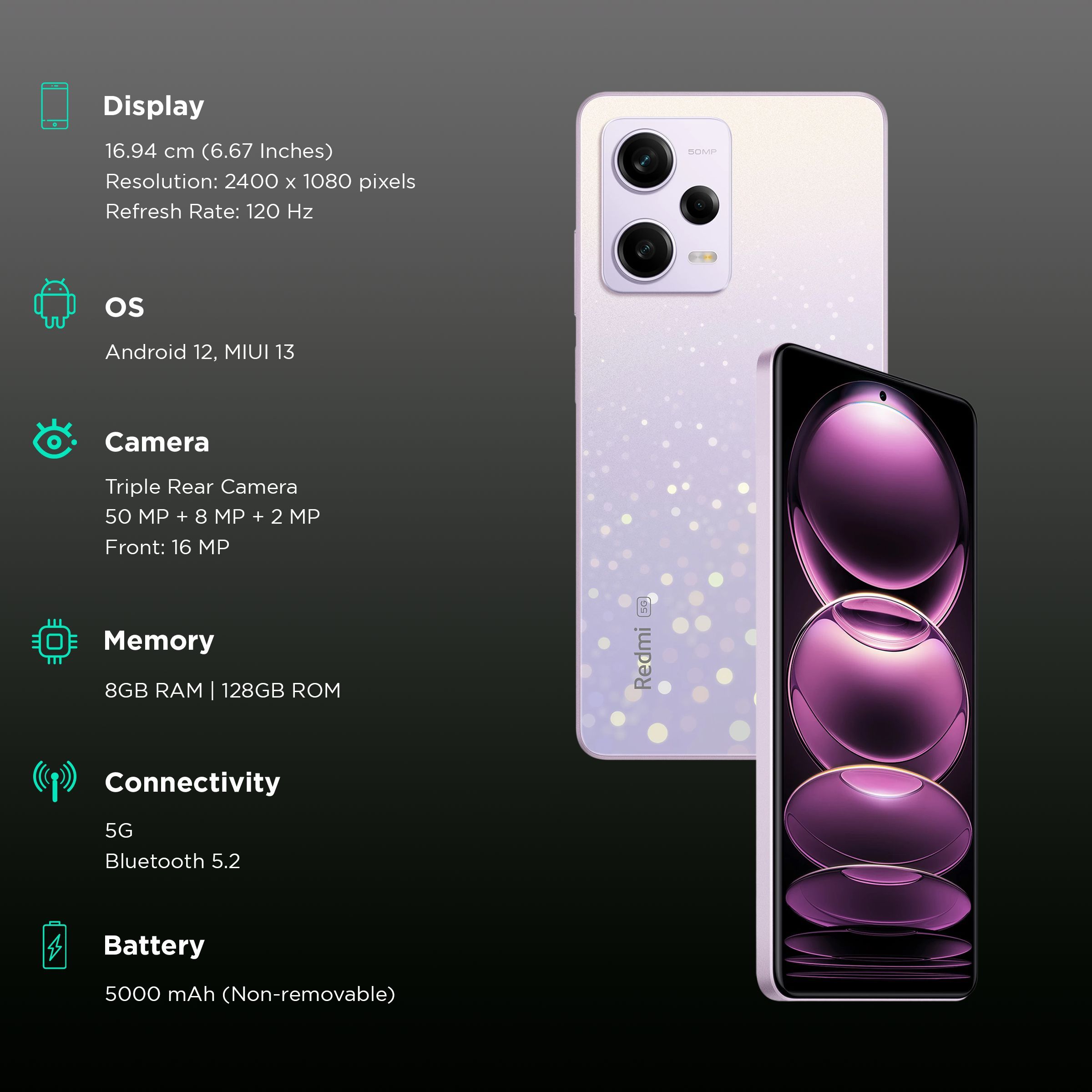 Redmi Note 12 Pro 5G (8GB RAM, 128GB, Stardust Purple) Redmi Note 12 Pro 5G (8GB RAM, 128GB, Stardust Purple)_3