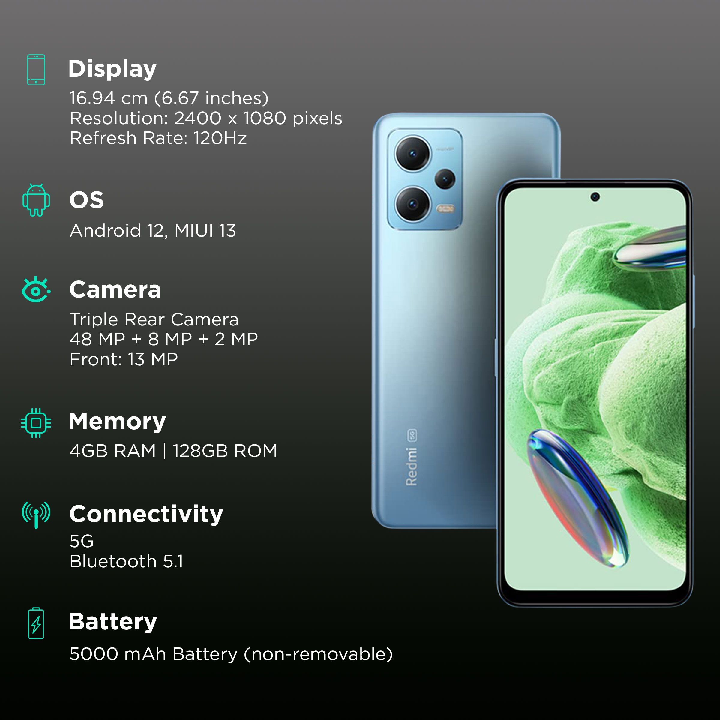 Redmi Note 12 5G (4GB RAM, 128GB, Mystique Blue) Redmi Note 12 5G (4GB RAM, 128GB, Mystique Blue)_3