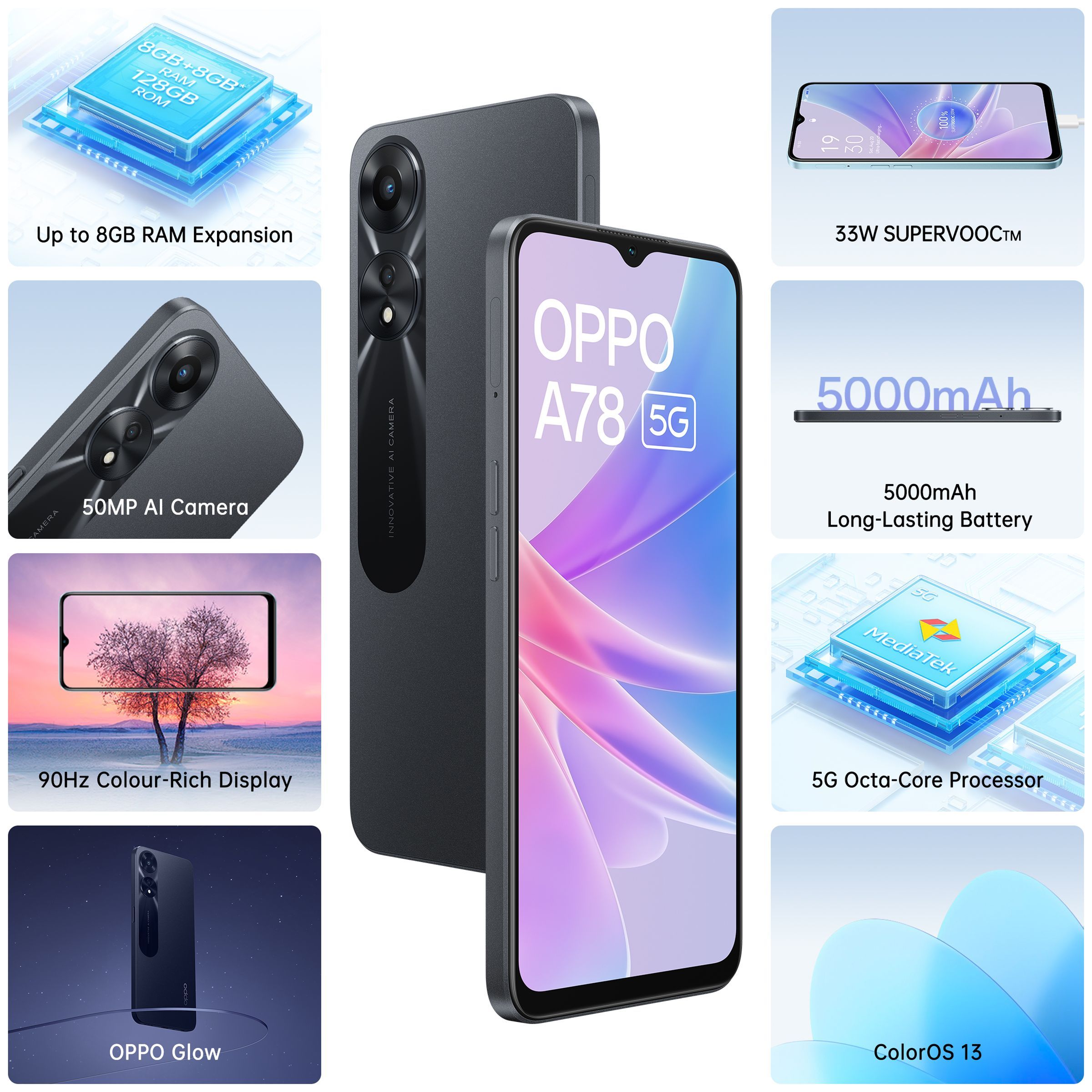 oppo A78 5G (8GB RAM, 128GB, Glowing Black)_10