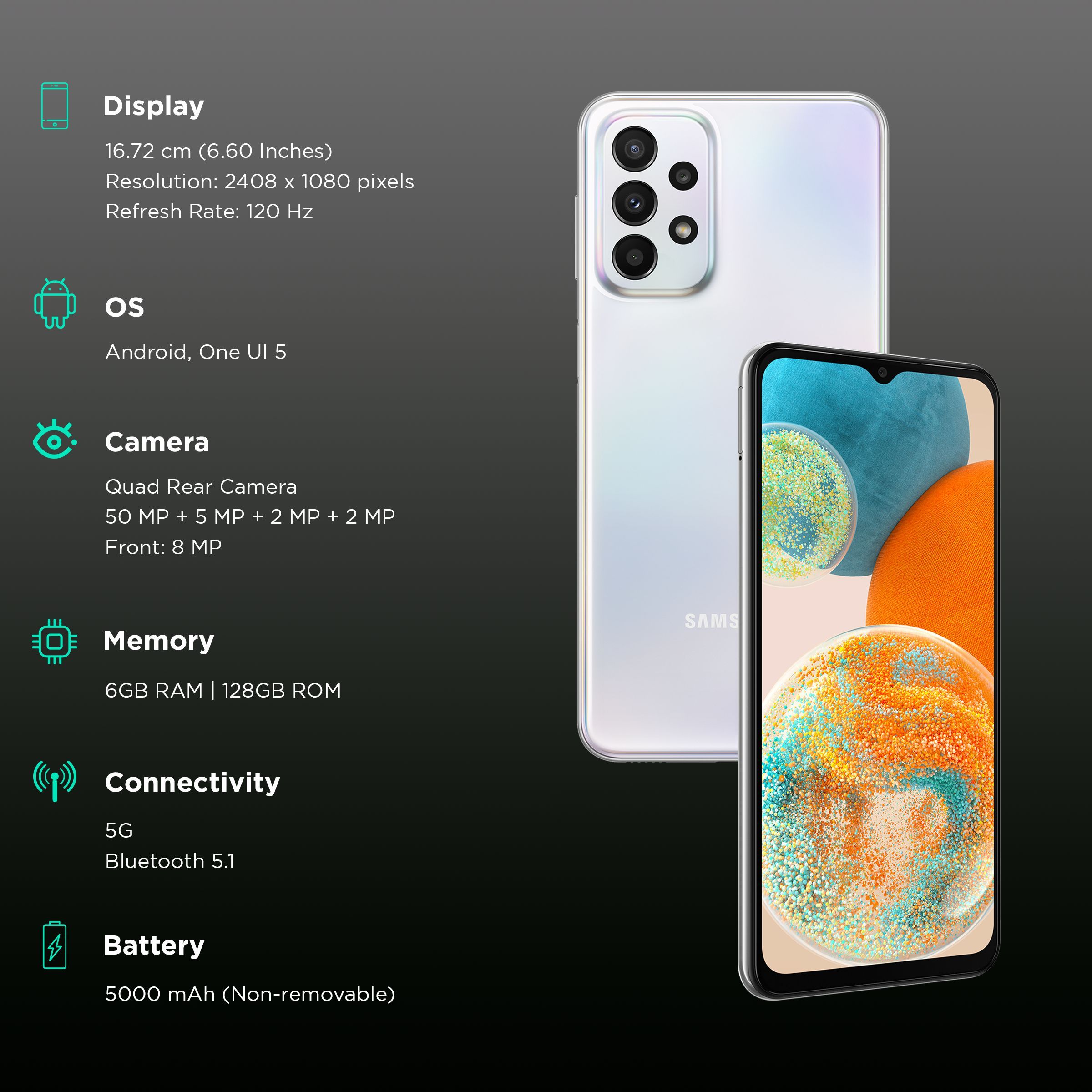 SAMSUNG Galaxy A23 5G (6GB RAM, 128GB, Silver)_3