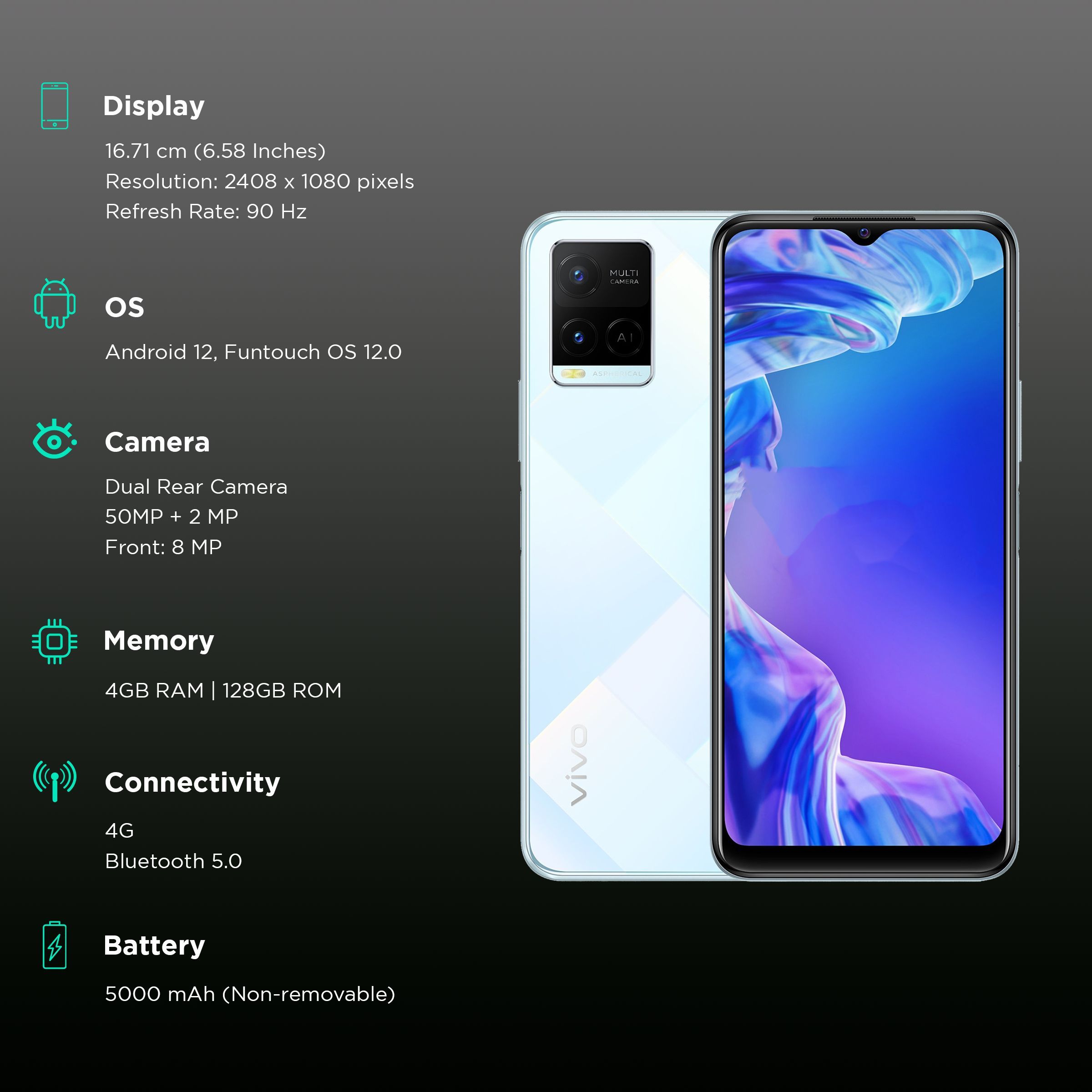 Vivo T1x (4GB RAM, 128GB, Diamond Glow)_3