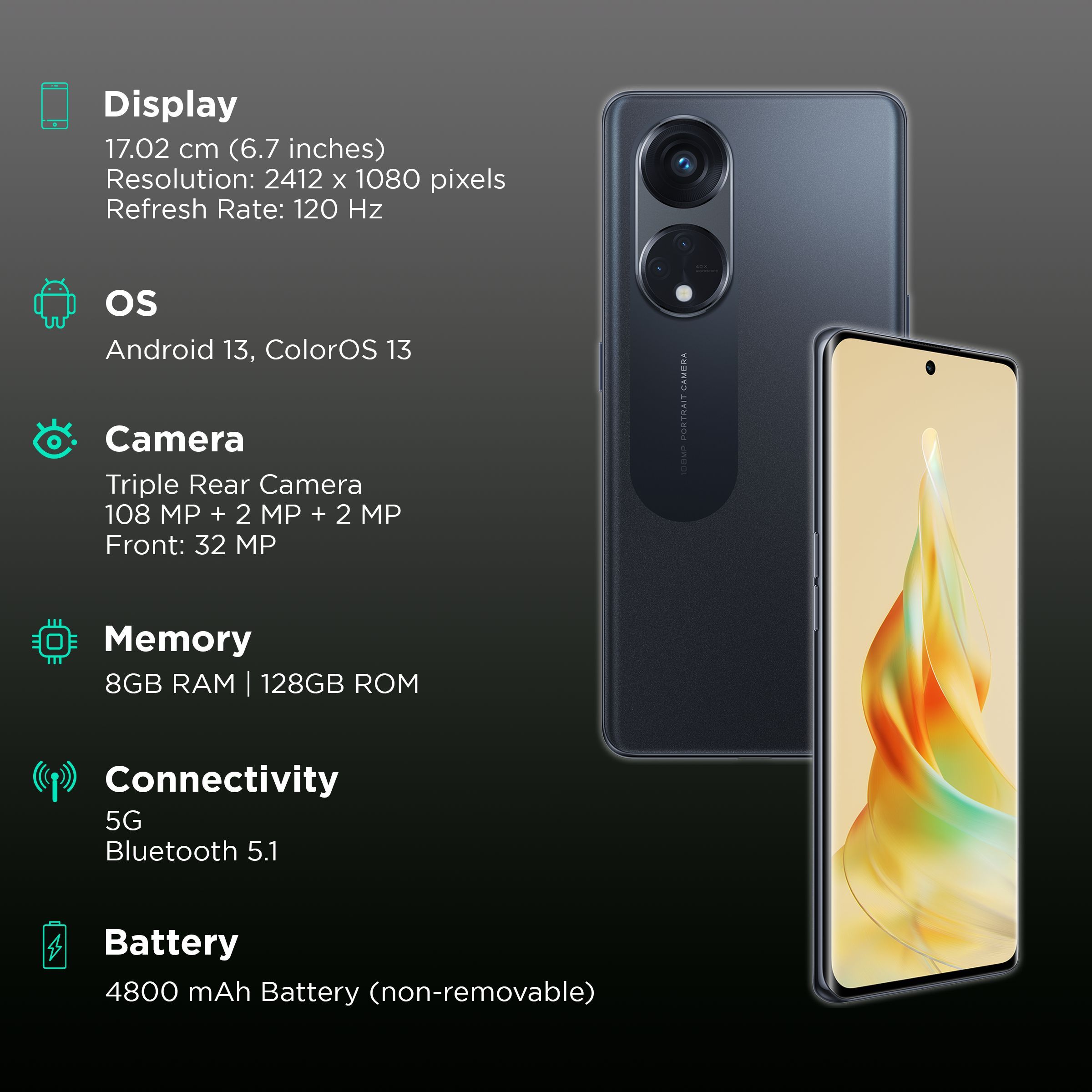 oppo Reno 8T 5G (8GB RAM, 128GB, Midnight Black)_3