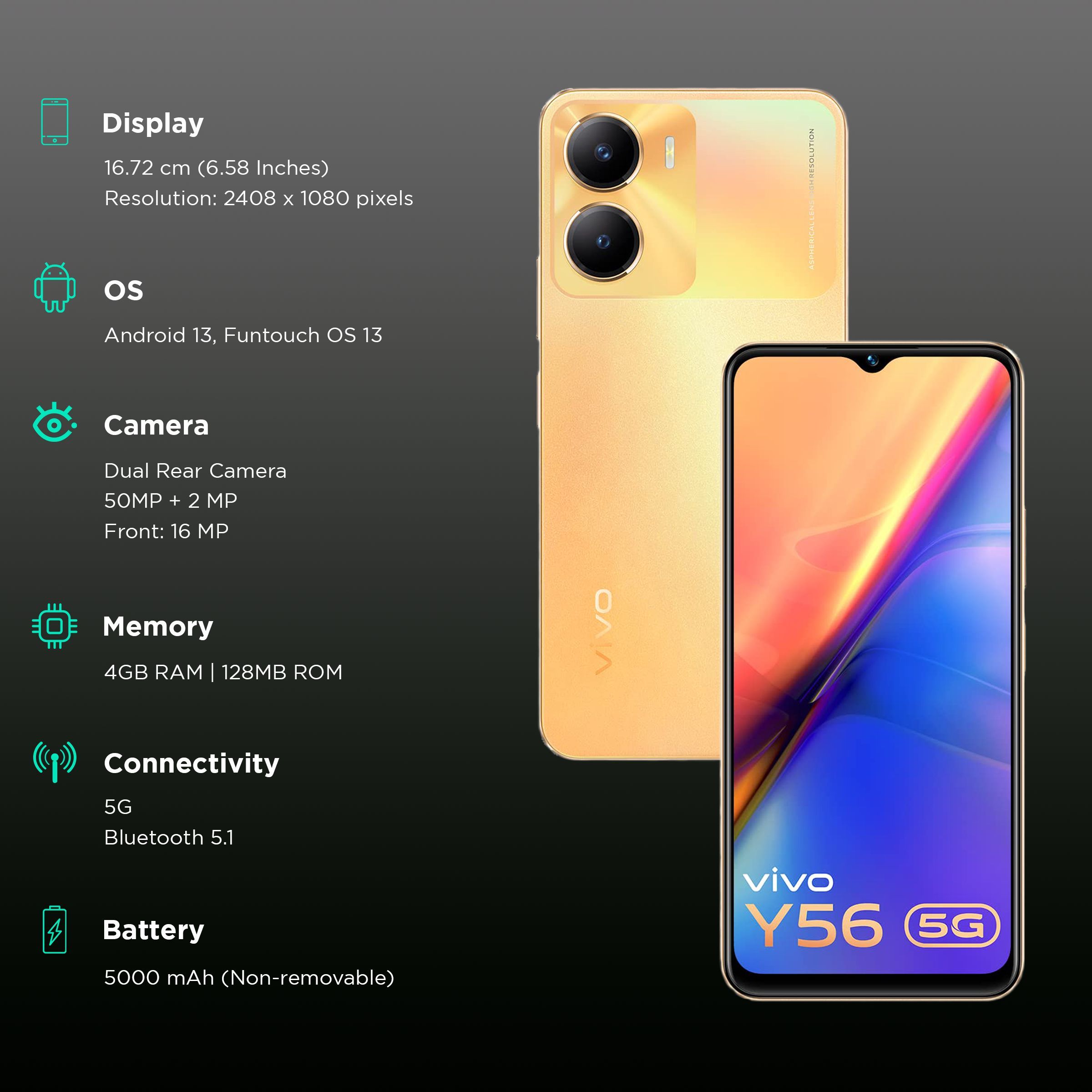 vivo Y56 5G (4GB RAM, 128GB, Orange Shimmer)_3