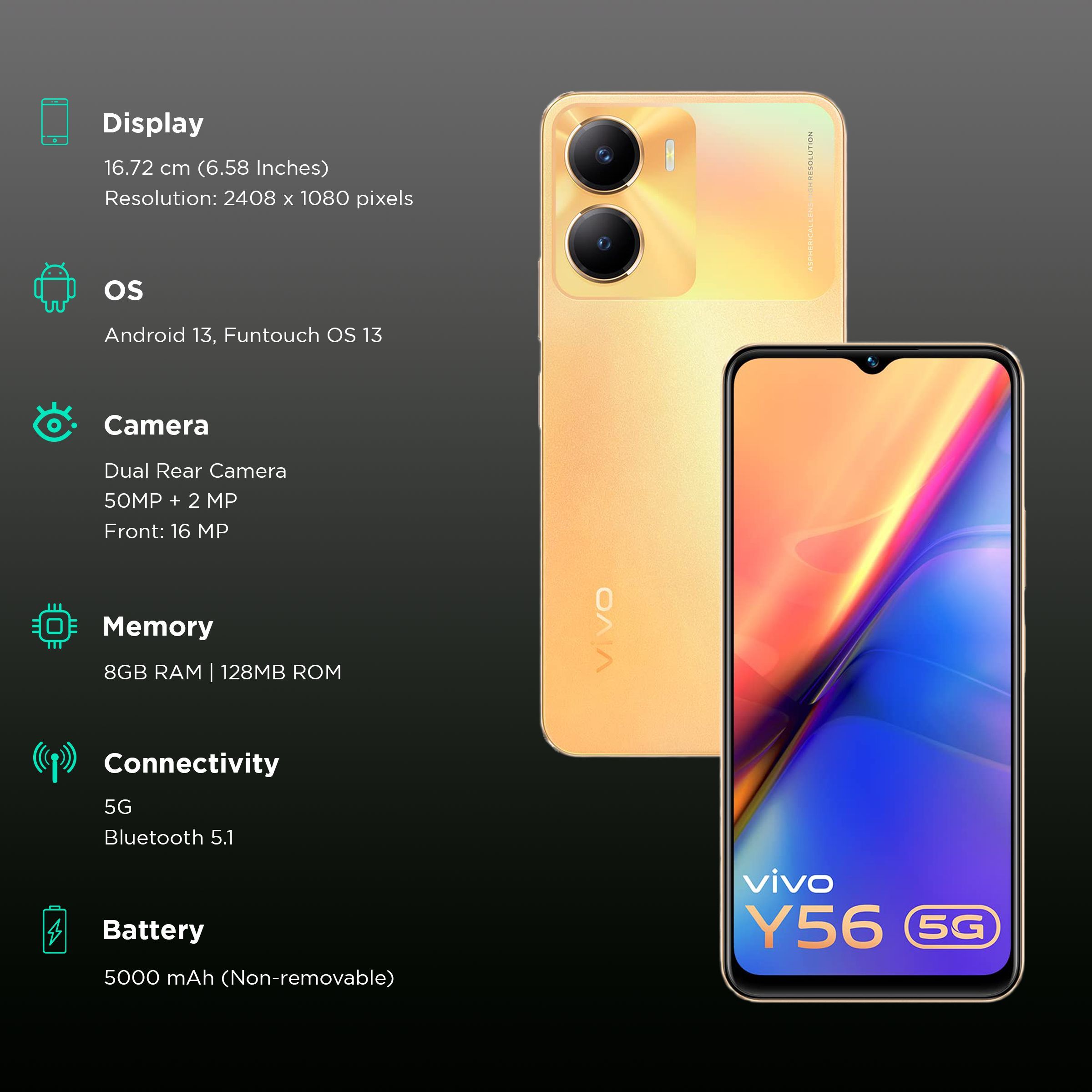 vivo Y56 5G (8GB RAM, 128GB, Orange Shimmer)_3