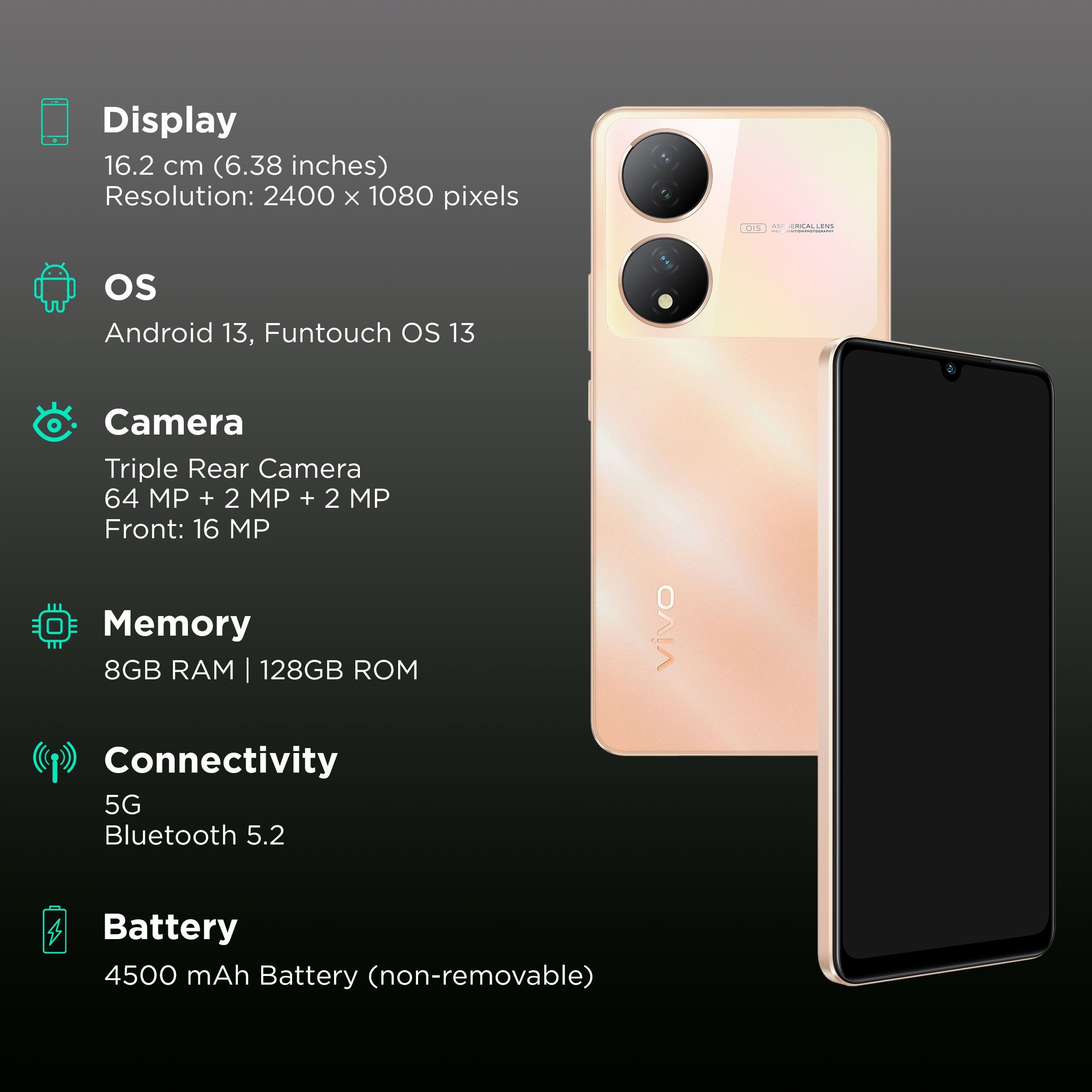 vivo Y100 5G (8GB RAM, 128GB, Twilight Gold)_3