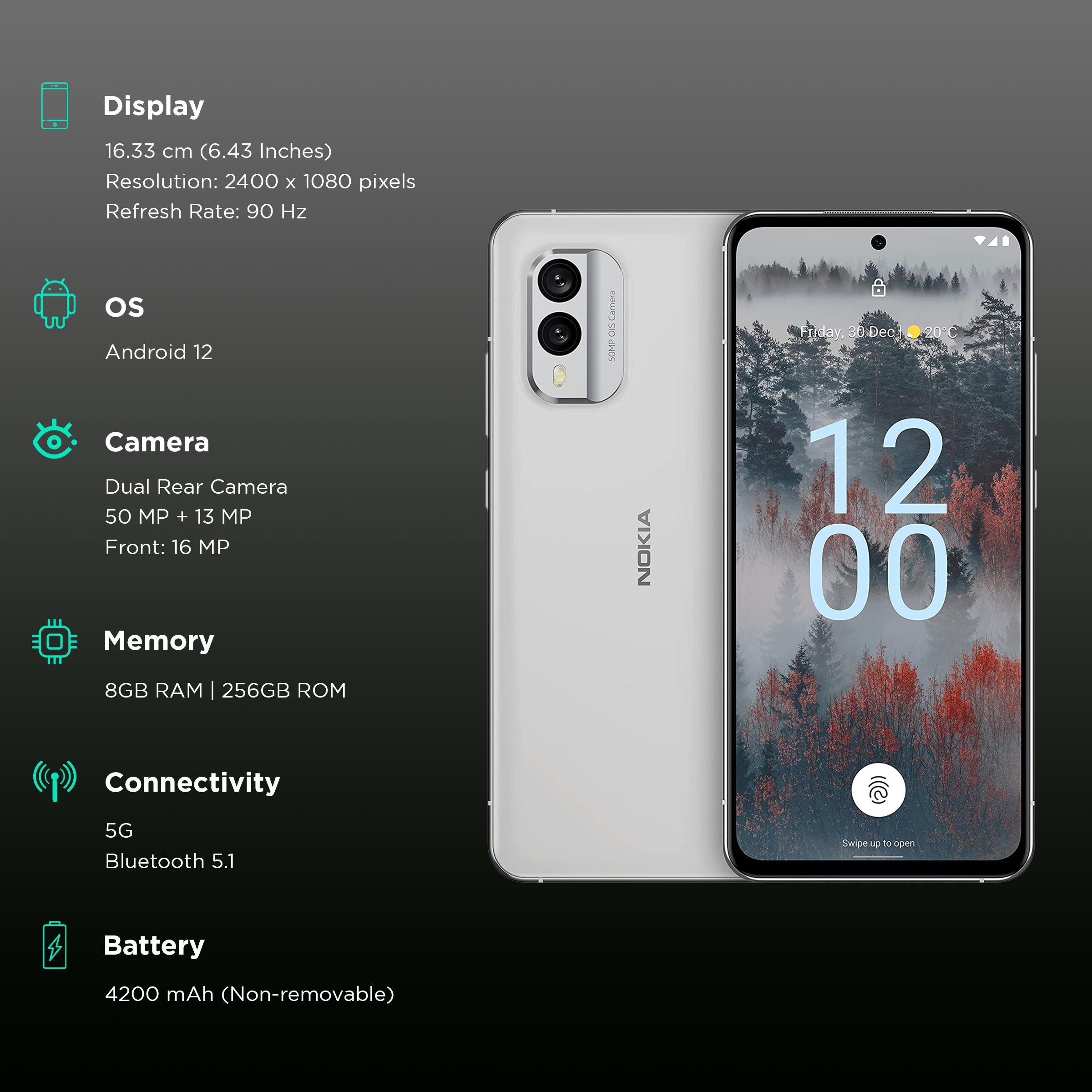 NOKIA X30 5G (8GB RAM, 256GB, Ice White)_2