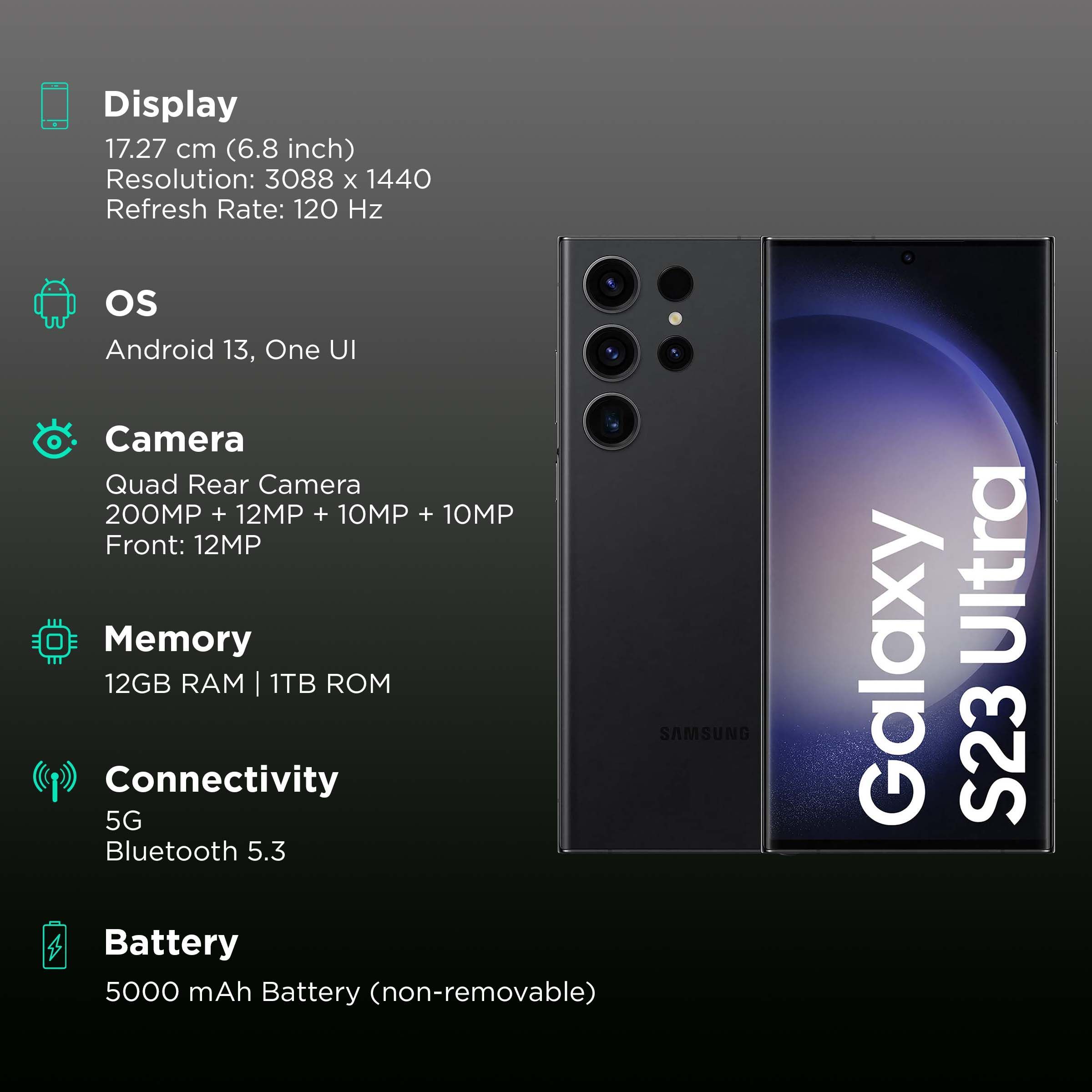 SAMSUNG Galaxy S23 Ultra 5G (12GB RAM, 1TB, Black)_3