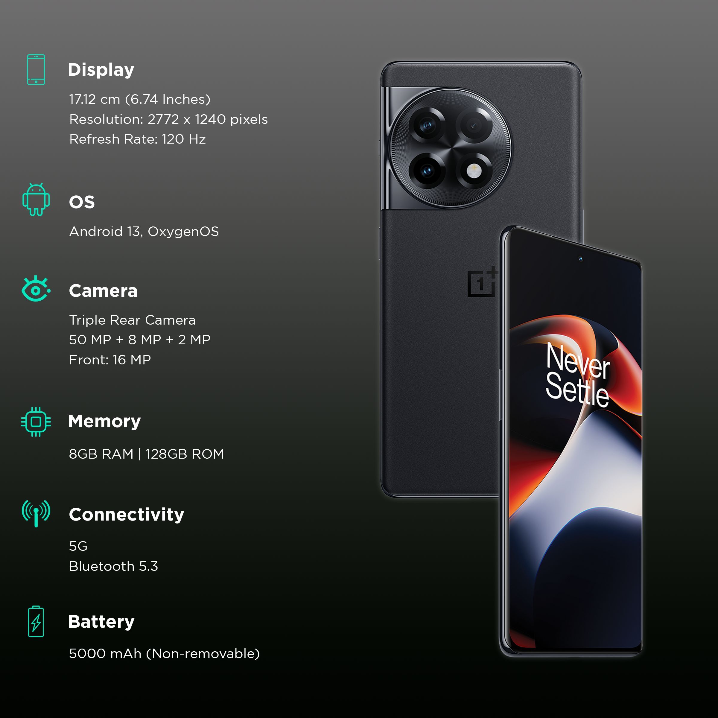 OnePlus 11R 5G (8GB RAM, 128GB, Sonic Black)_3