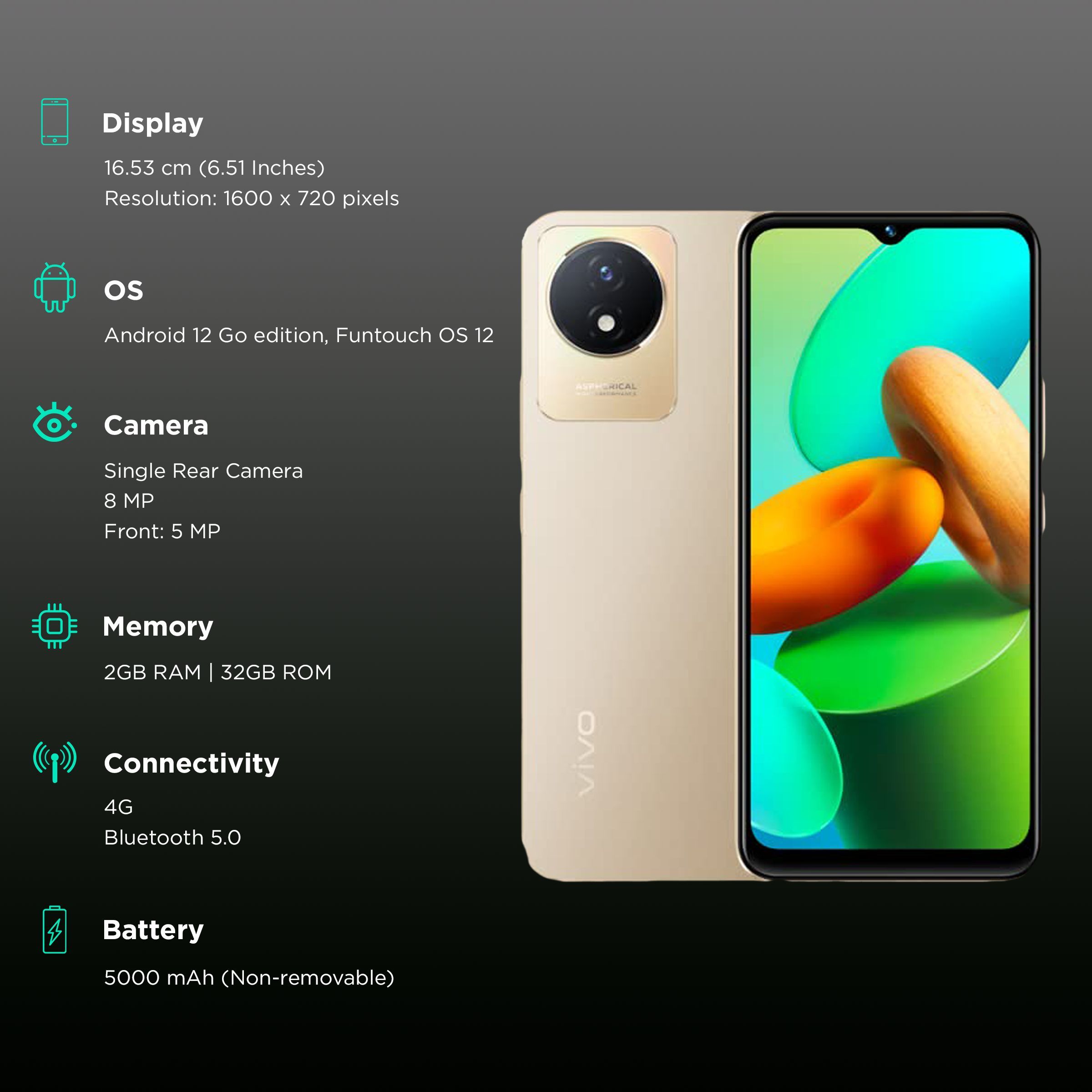 vivo Y02 (2GB RAM, 32GB, Sunset Gold)_3