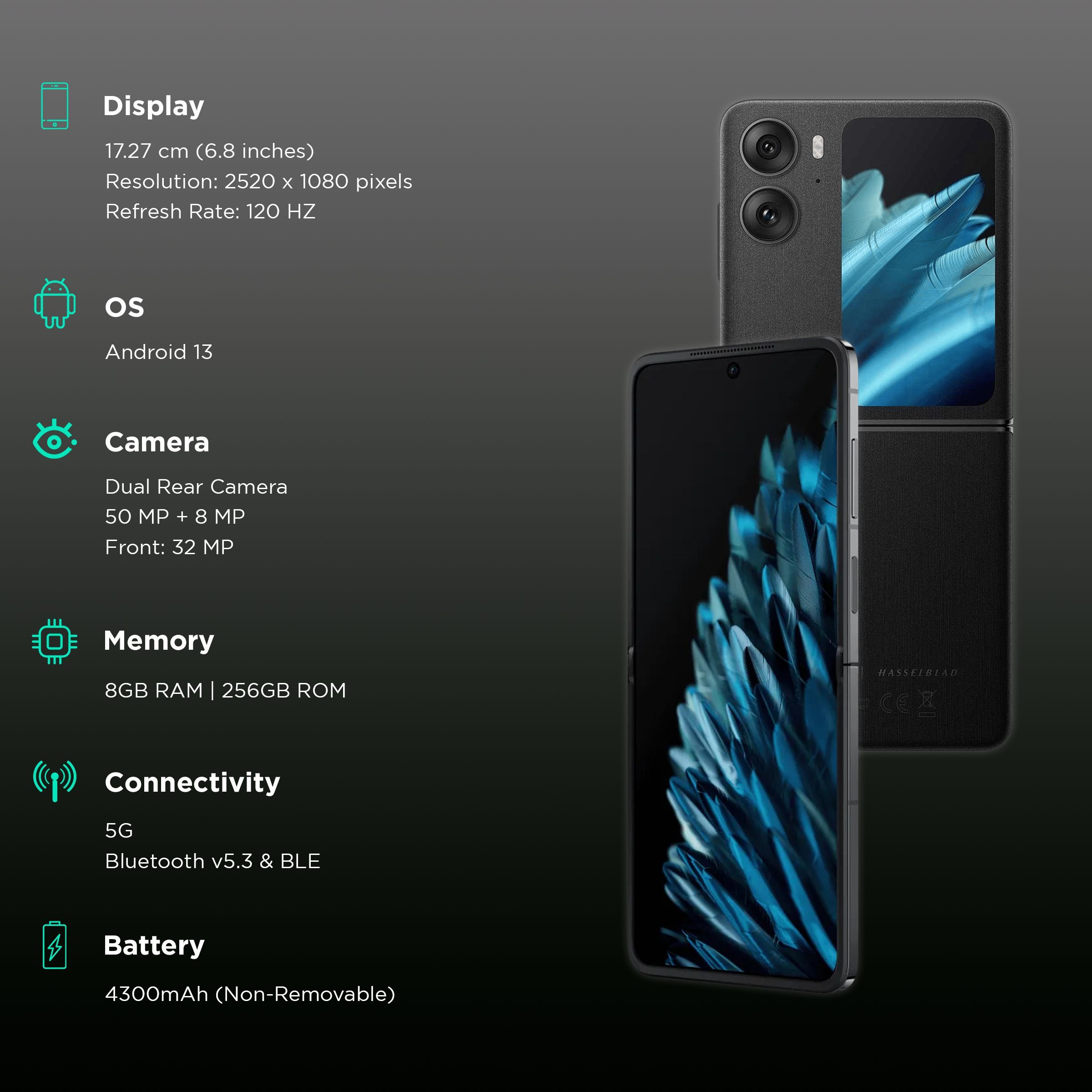 oppo Find N2 Flip 5G (8GB RAM, 256GB, Astral Black) | With 44W SUPERVOO Flash Charger_3