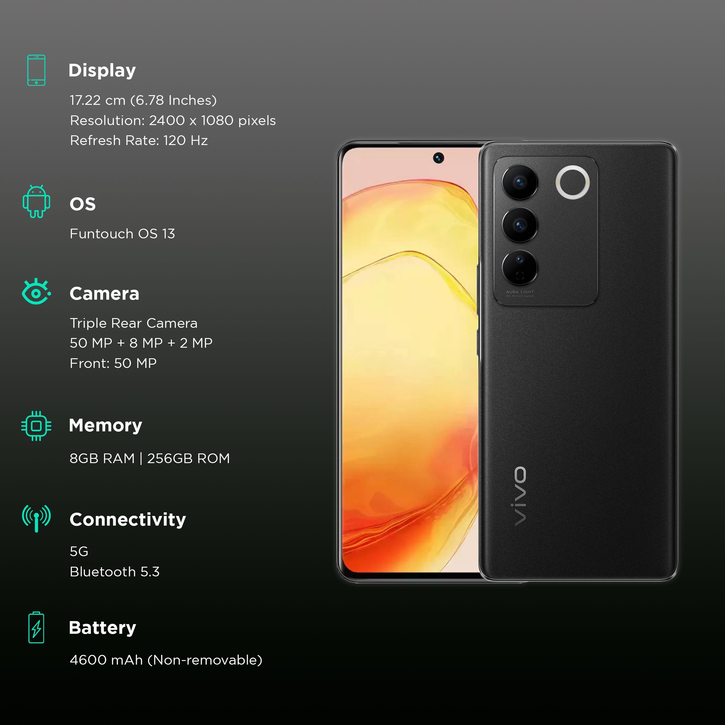 vivo V27 Pro 5G (8GB RAM, 256GB, Noble Black)_3