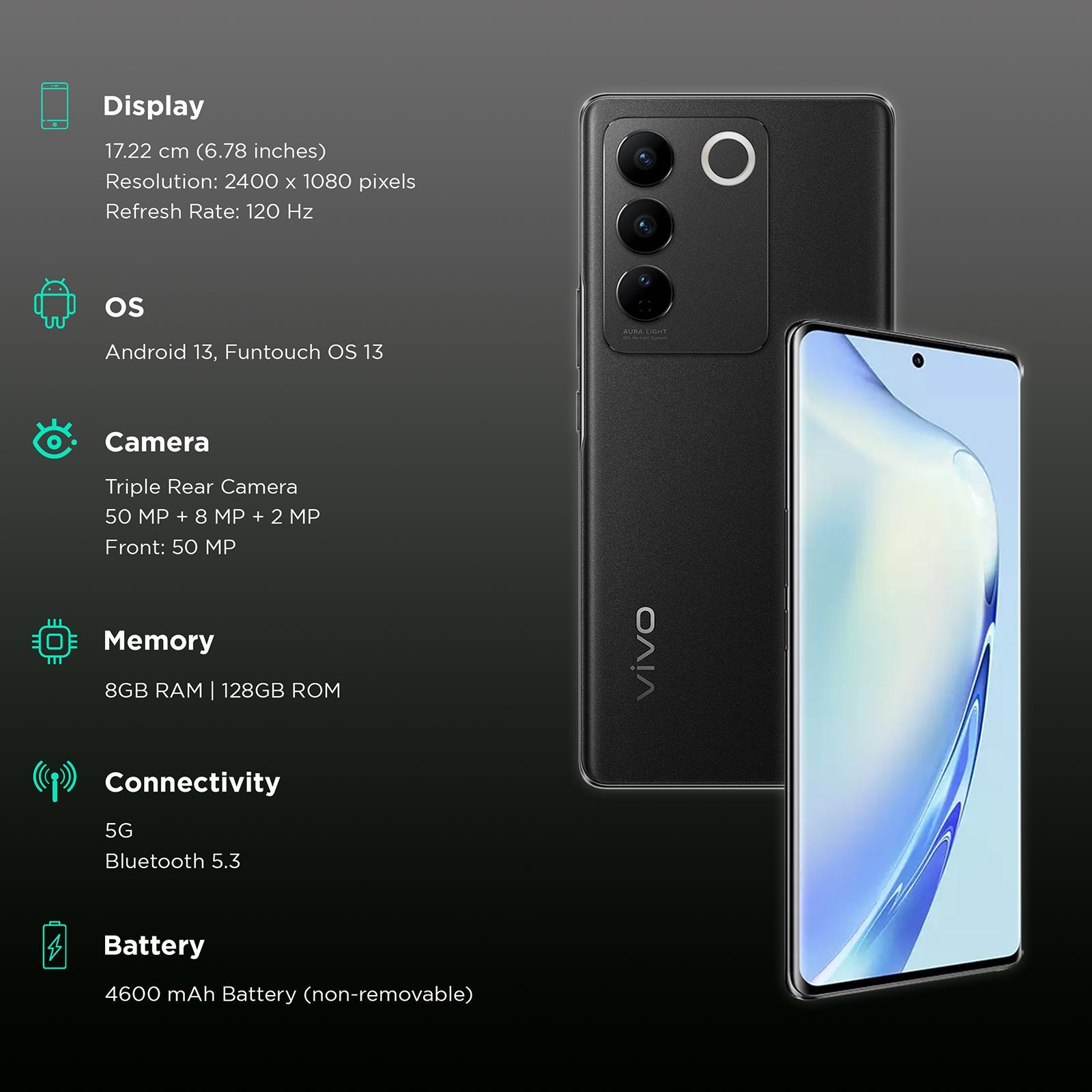 vivo V27 5G (8GB RAM, 128GB, Noble Black)_3