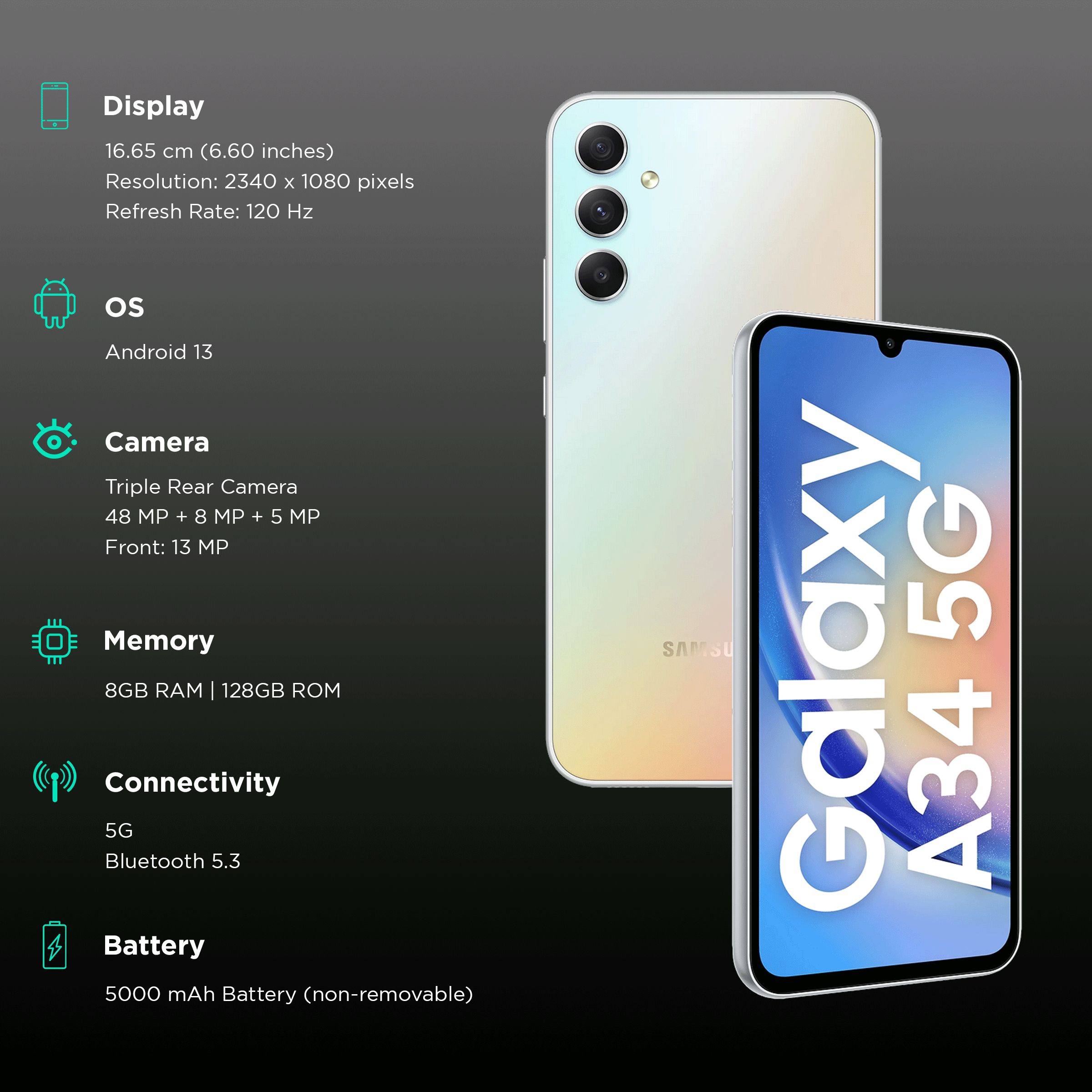 SAMSUNG Galaxy A34 5G (8GB RAM, 128GB, Awesome Silver)_3