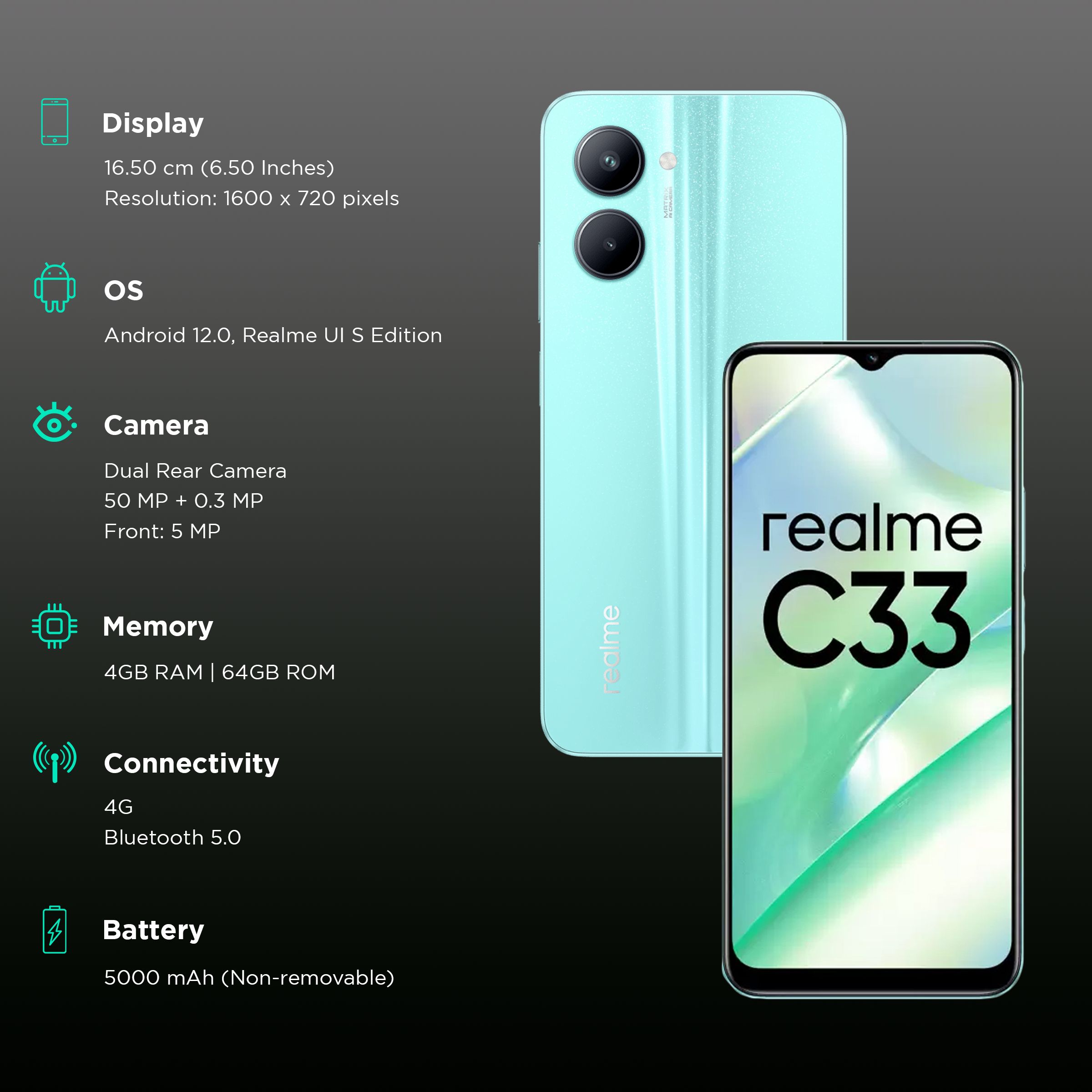 realme C33 2023 (4GB RAM, 64GB, Aqua Blue)_3