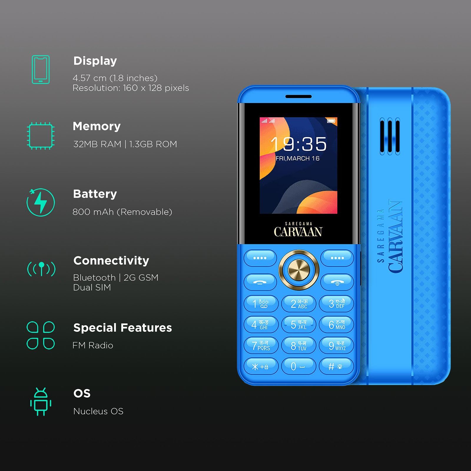 SAREGAMA Carvaan Hindi Don M12 (32MB, Dual SIM, Orchid Blue)_3