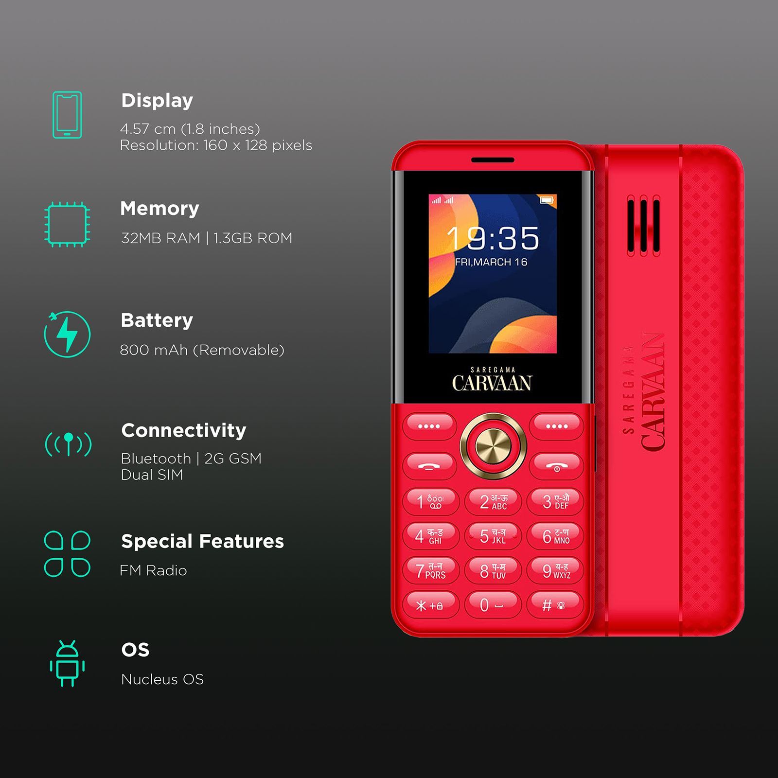 SAREGAMA Carvaan Hindi Don M12 (32MB, Dual SIM, Tulip Pink)_3