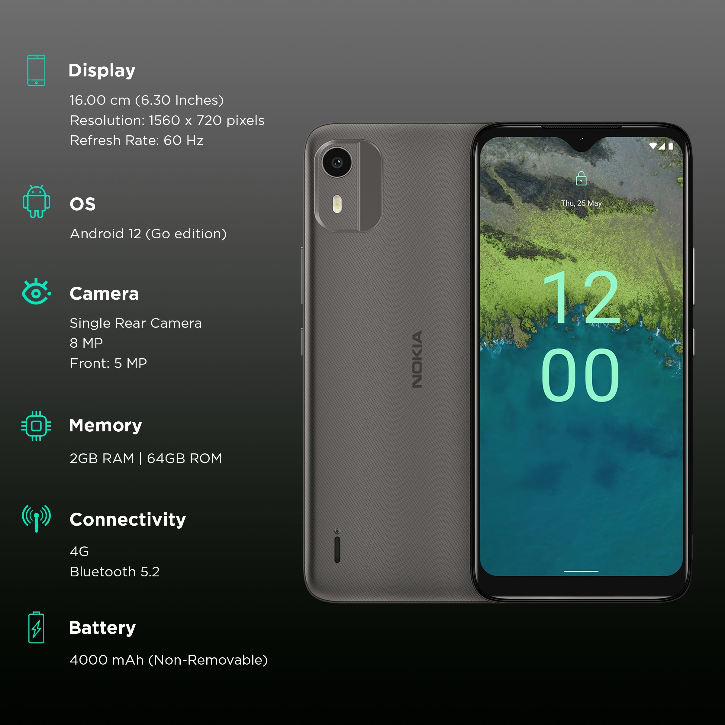 NOKIA C12 Pro (2GB RAM, 64GB, Charcoal)_3