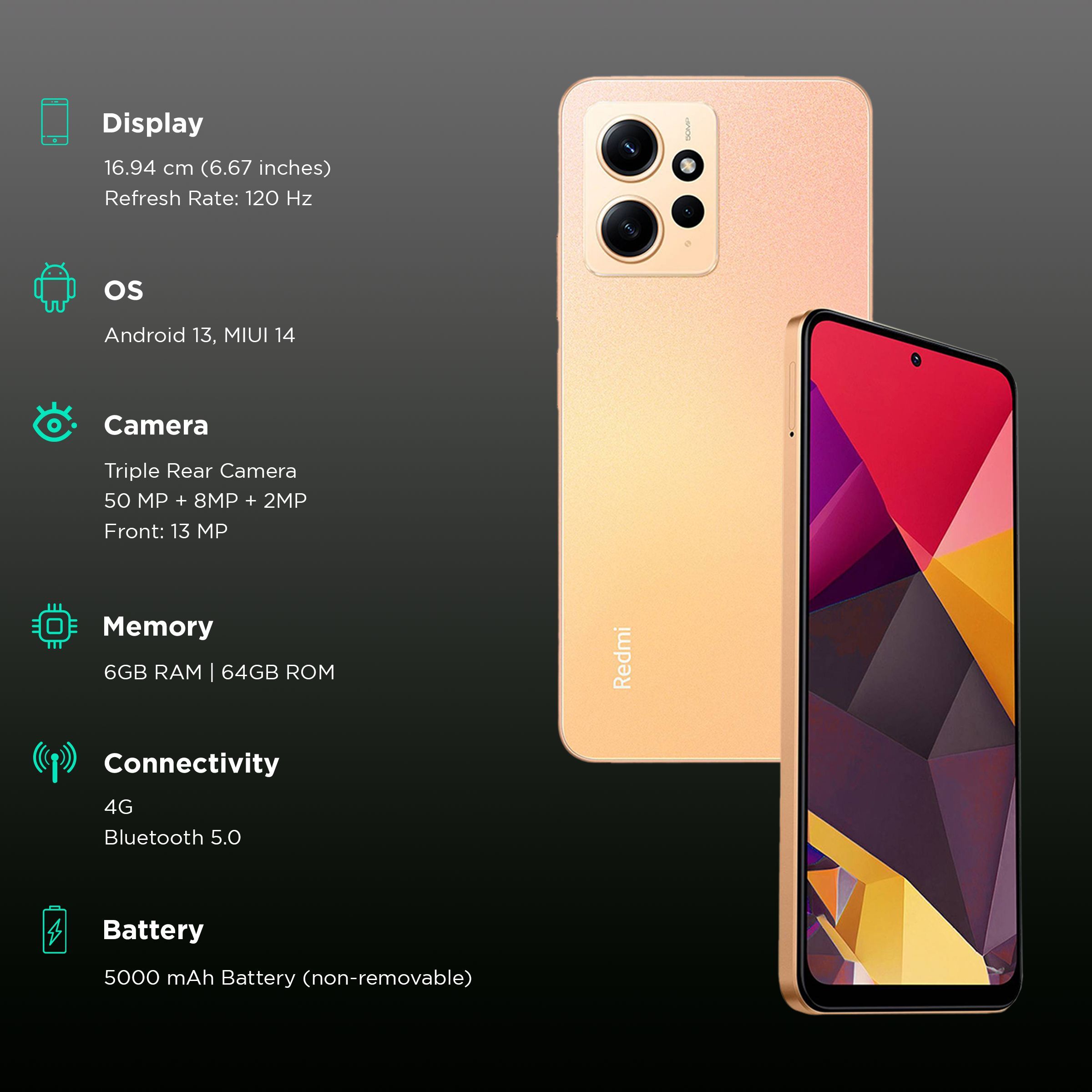 Redmi Note 12 (6GB RAM, 64GB, Sunrise Gold)_3