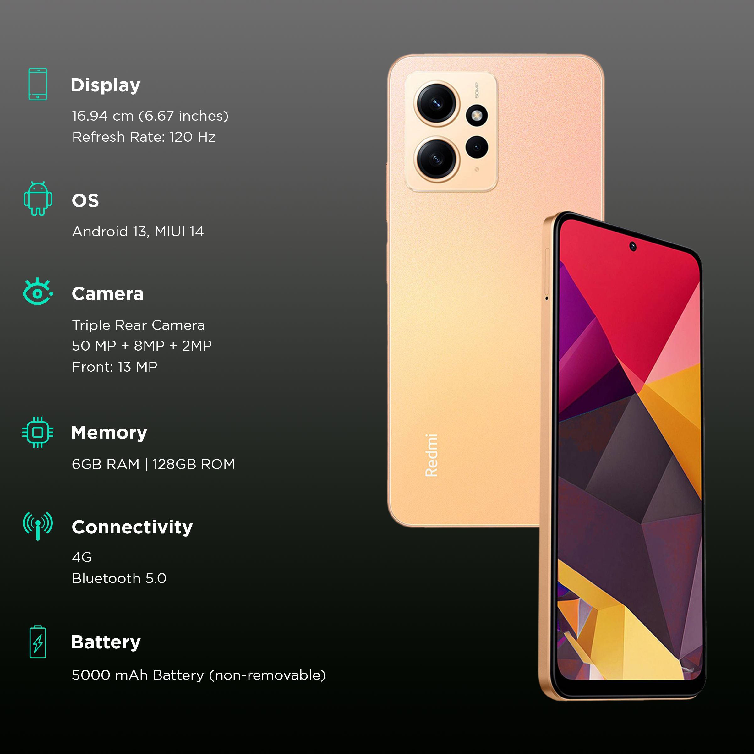 Redmi Note 12 (6GB RAM, 128GB, Sunrise Gold)_3