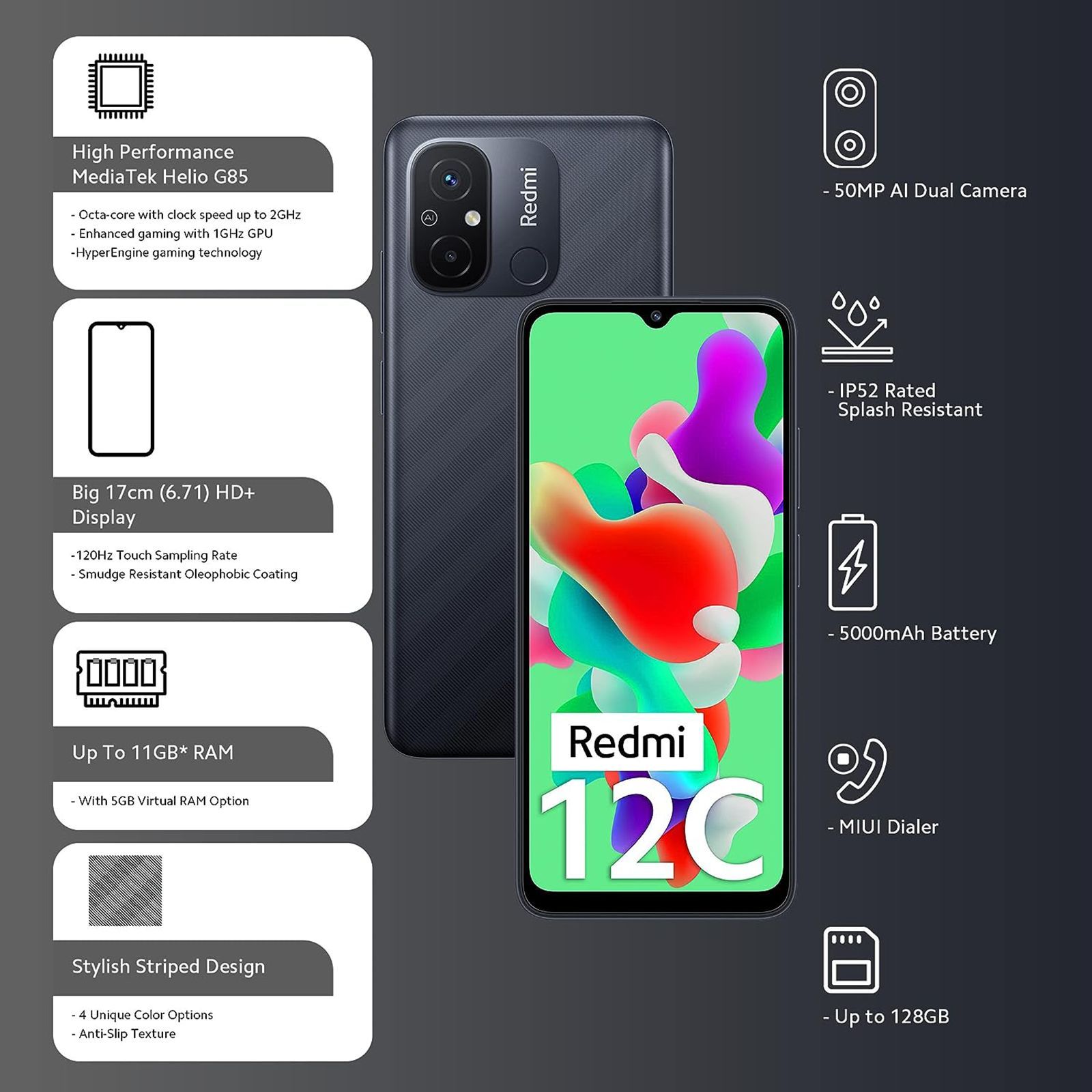 Redmi 12C (4GB RAM, 64GB, Matte Black) Redmi 12C (4GB RAM, 64GB, Matte Black)_8