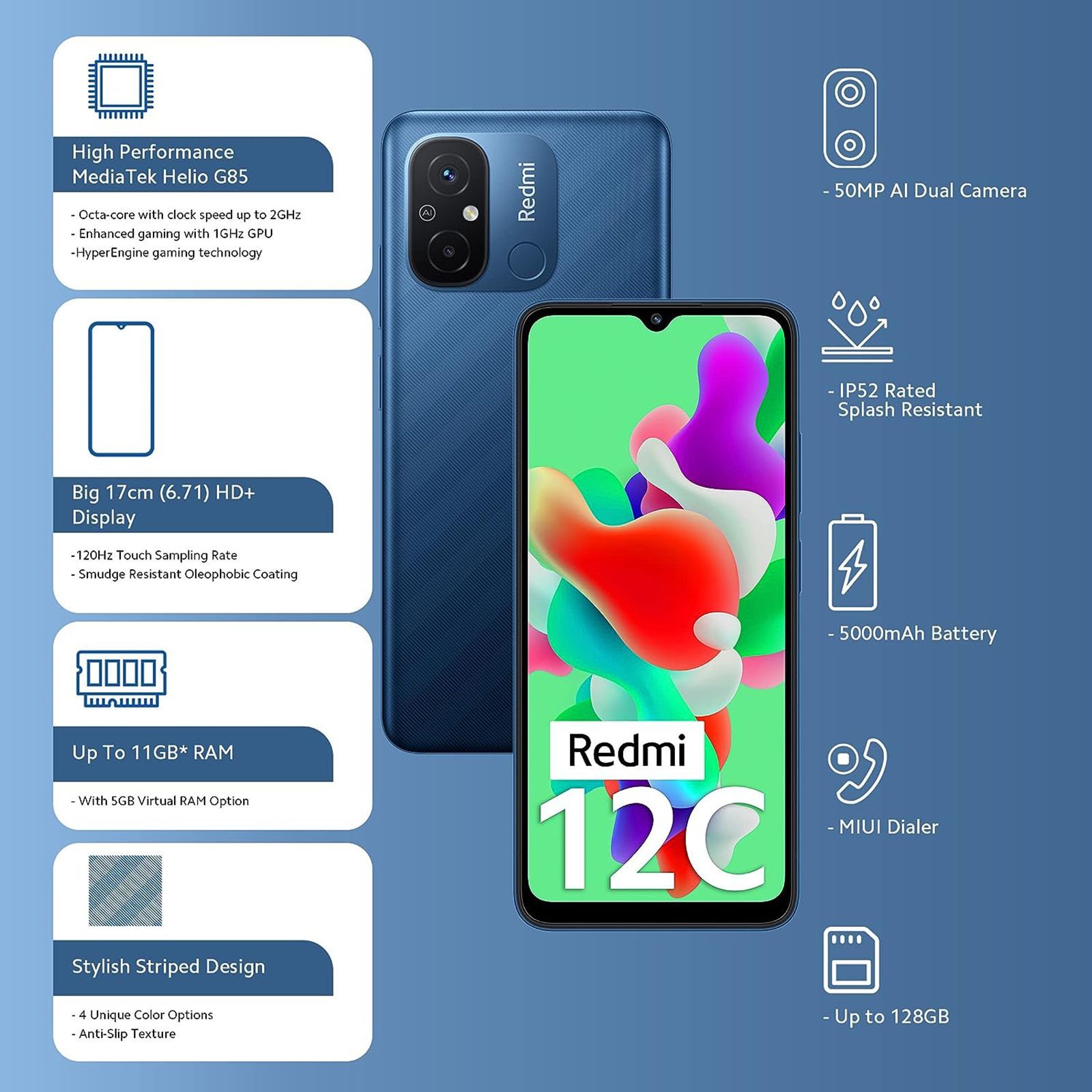 Redmi 12C (4GB RAM, 64GB, Royal Blue)_9