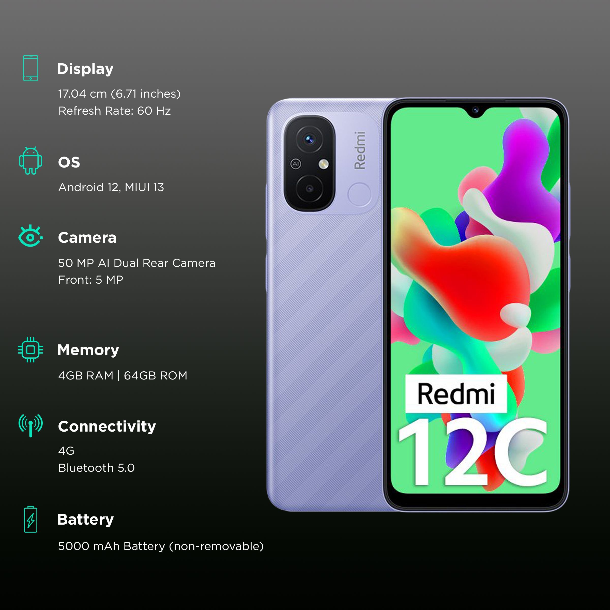 Redmi 12C (4GB RAM, 64GB, Lavender Purple) Redmi 12C (4GB RAM, 64GB, Lavender Purple)_3