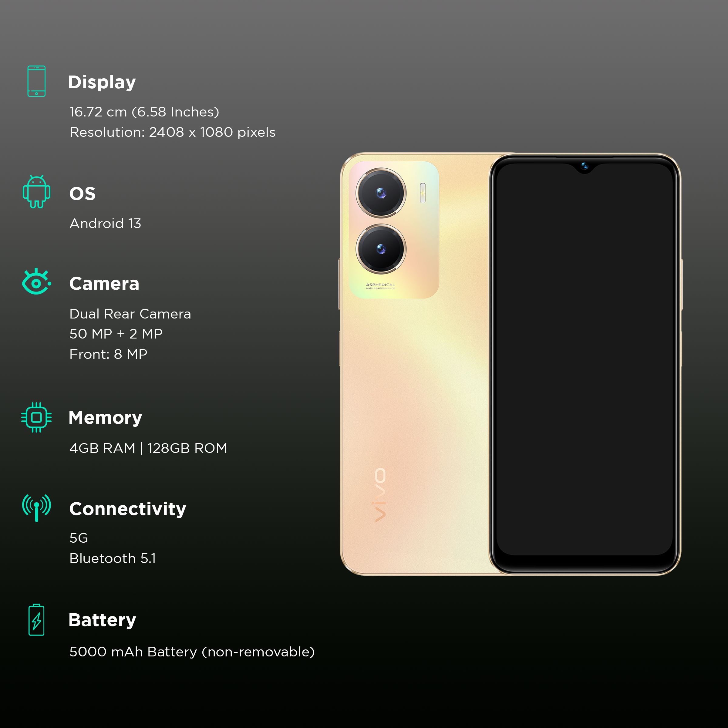 vivo T2x 5G (4GB RAM, 128GB, Aurora Gold)_3