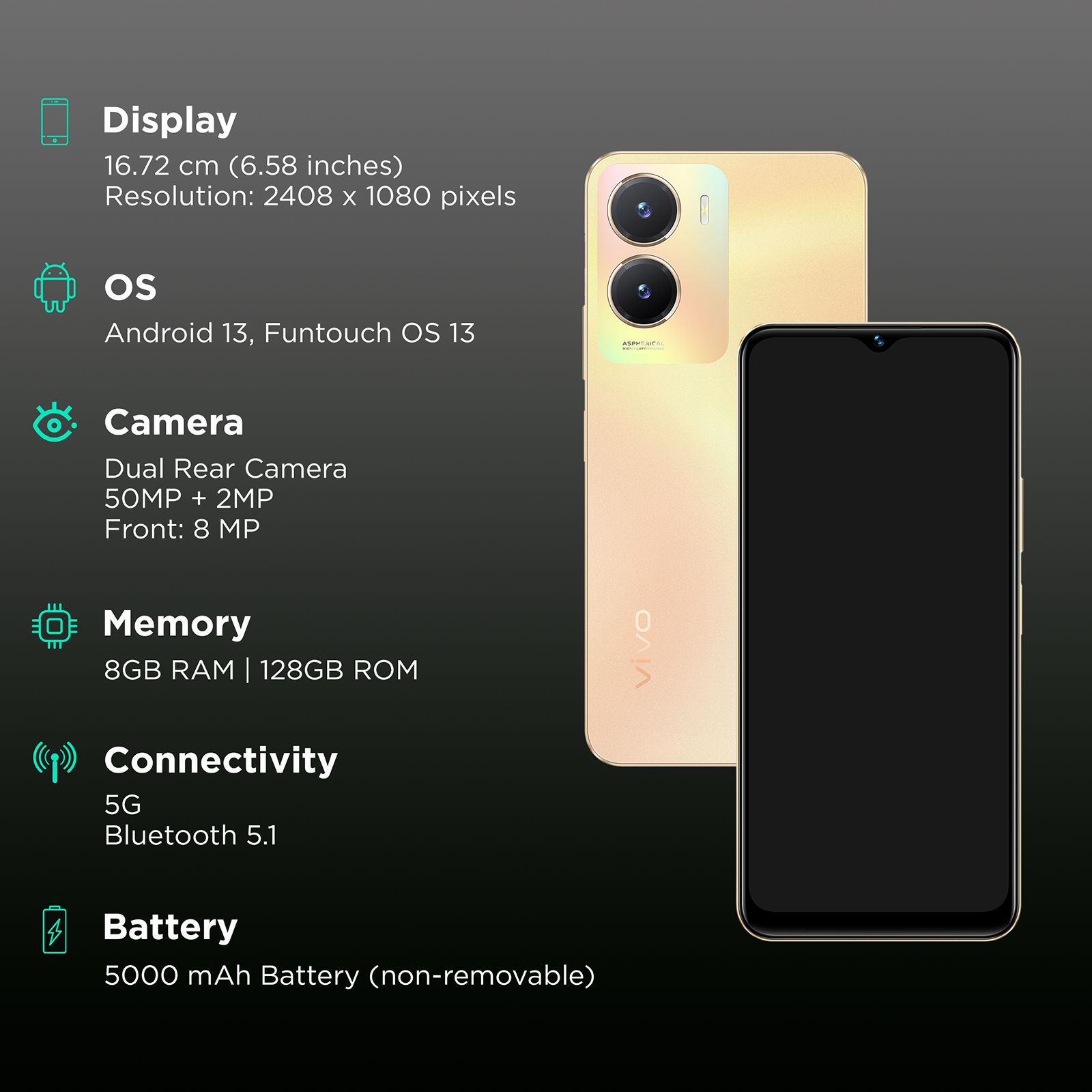 vivo T2x 5G (8GB RAM, 128GB, Aurora Gold) vivo T2x 5G (8GB RAM, 128GB, Aurora Gold)_3