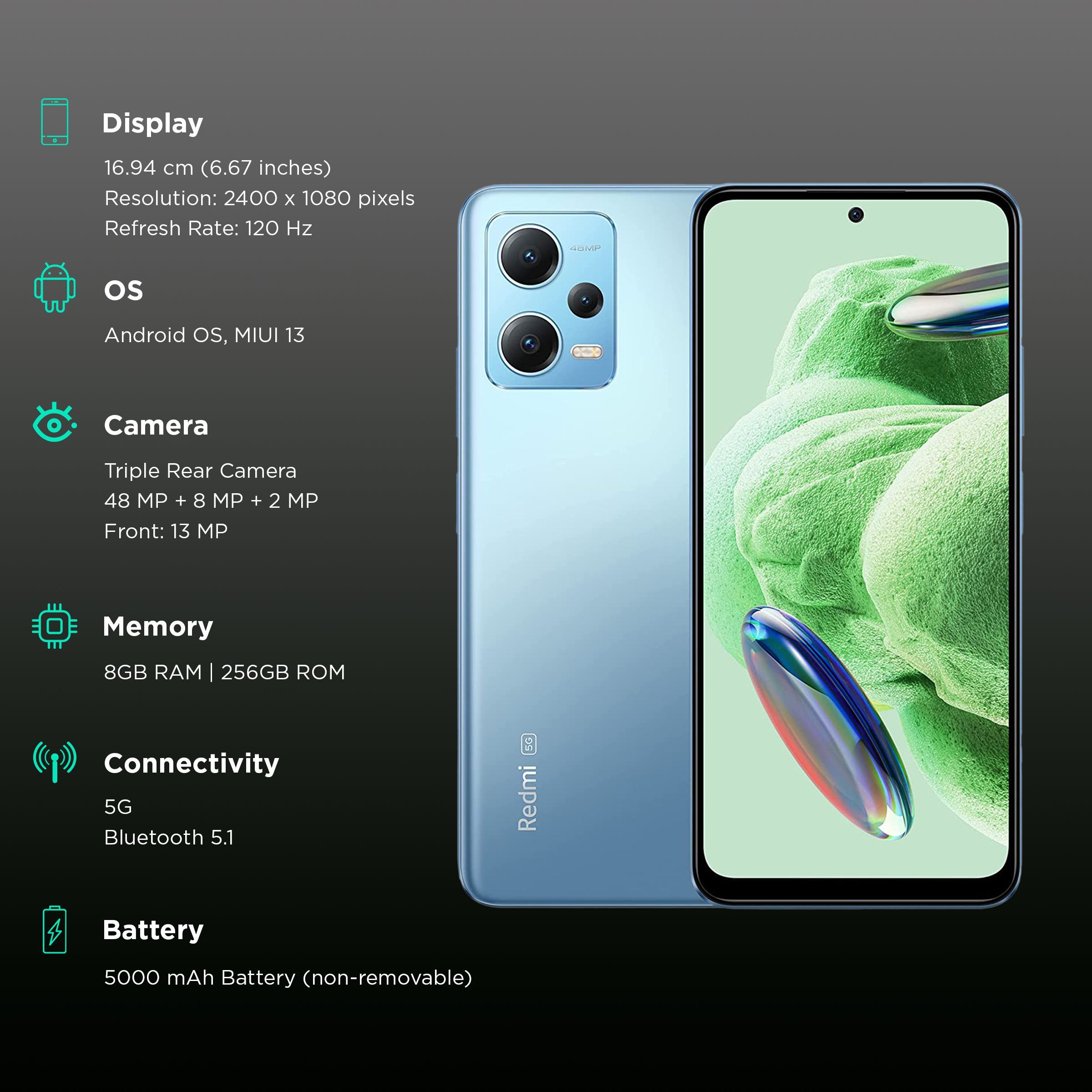 Redmi Note 12 5G (8GB RAM, 256GB, Mystique Blue)_3