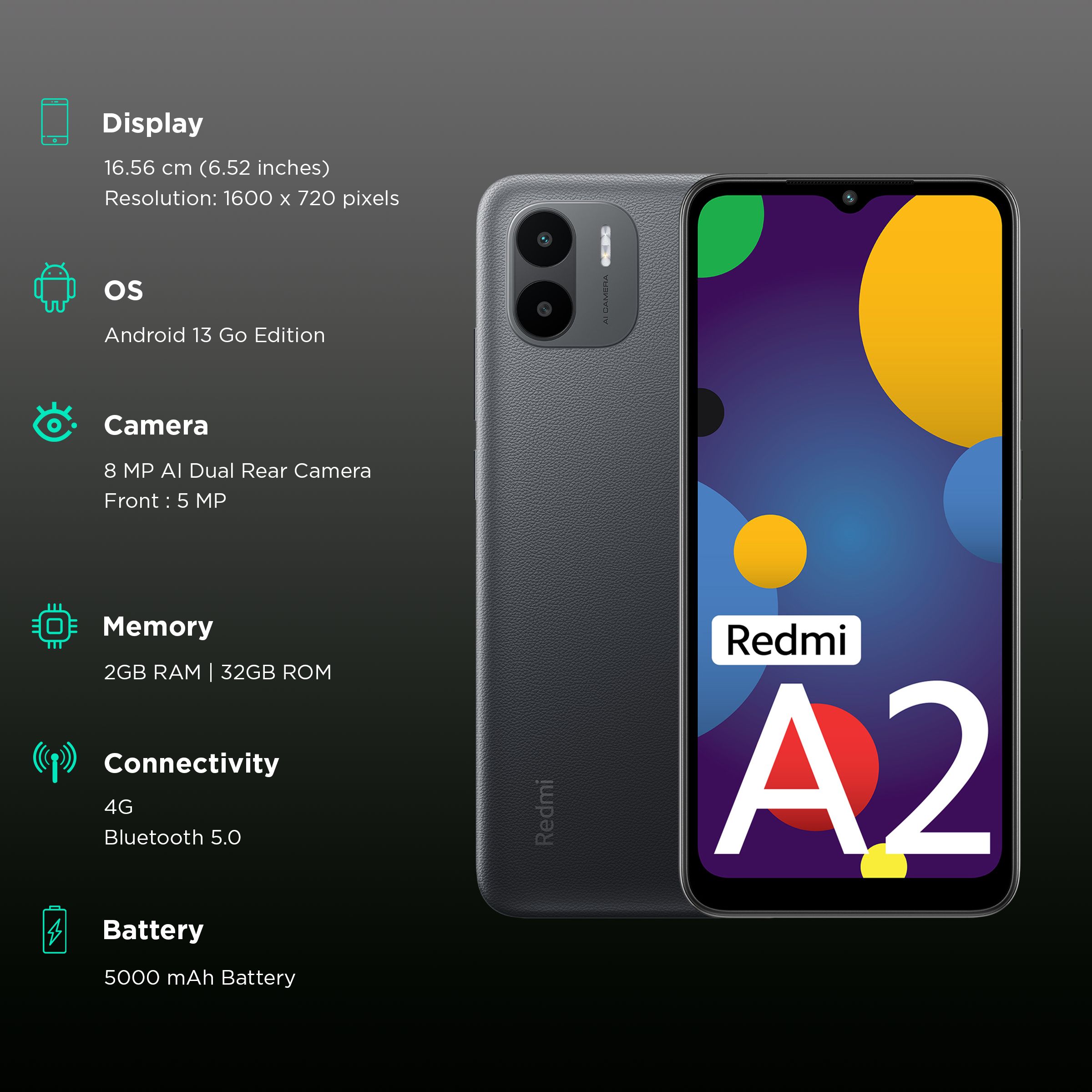 Redmi A2 (2GB RAM, 32GB, Classic Black) Redmi A2 (2GB RAM, 32GB, Classic Black)_3