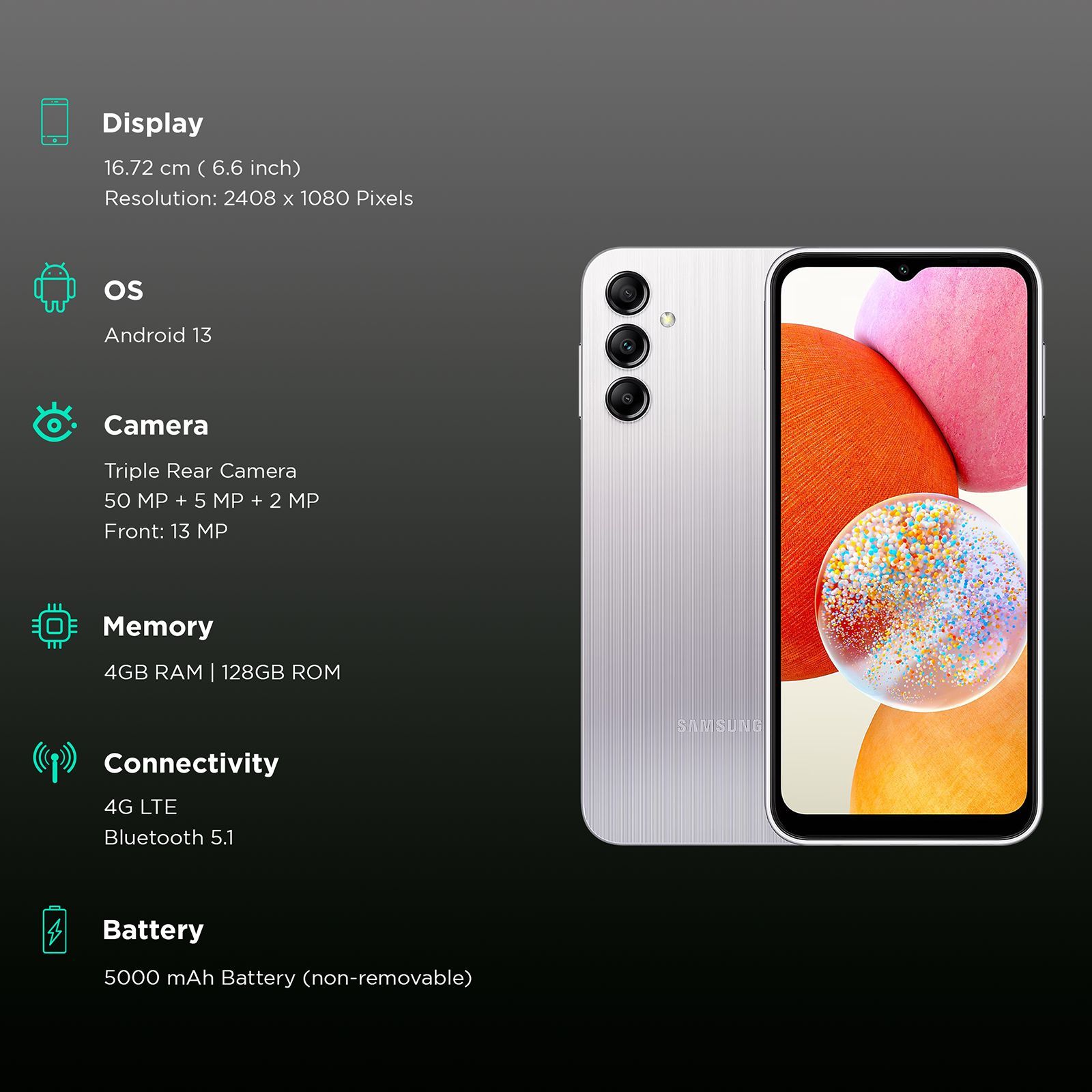 SAMSUNG Galaxy A14 (4GB RAM, 128GB, Silver)_3