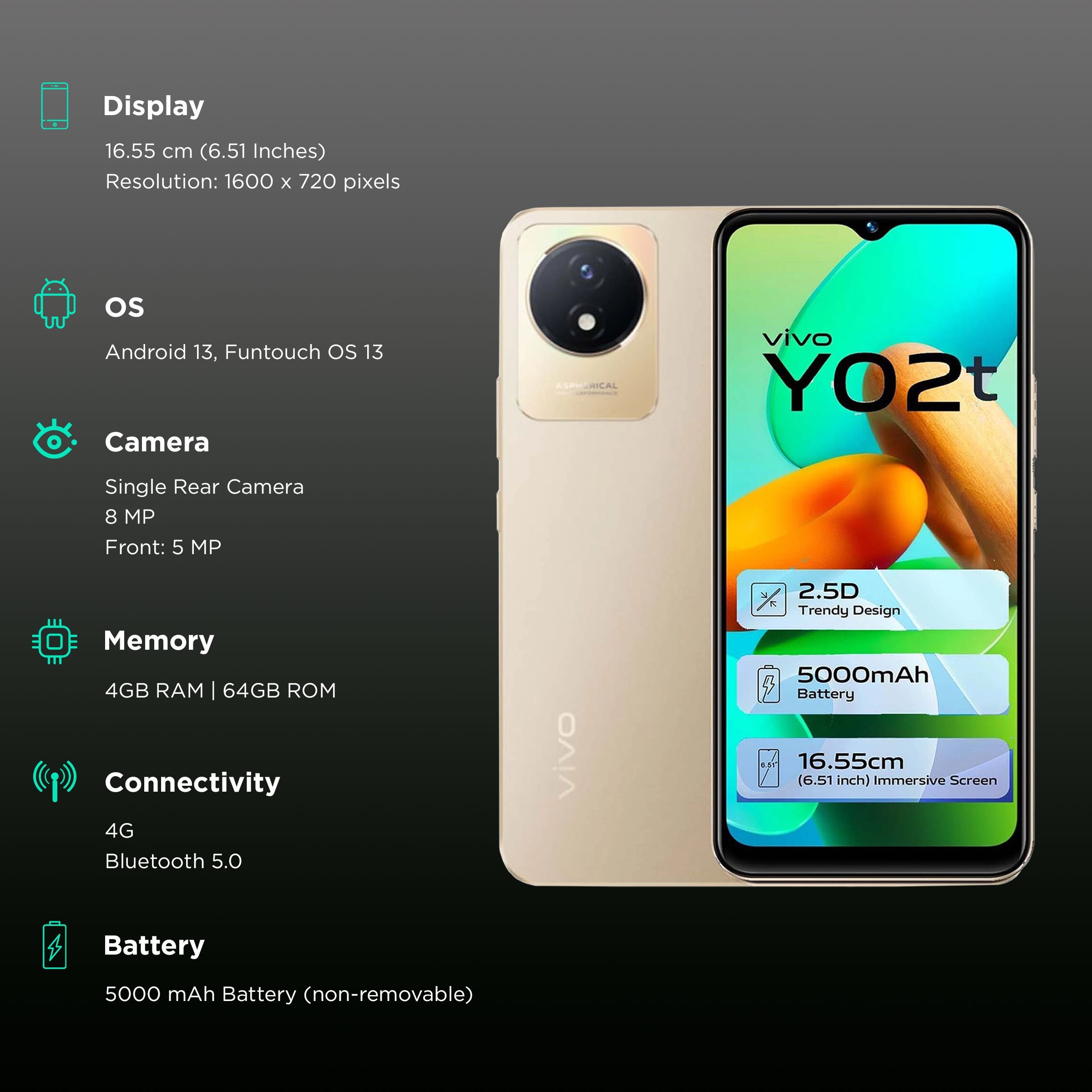 vivo Y02T (4GB RAM, 64GB, Sunset Gold)_3